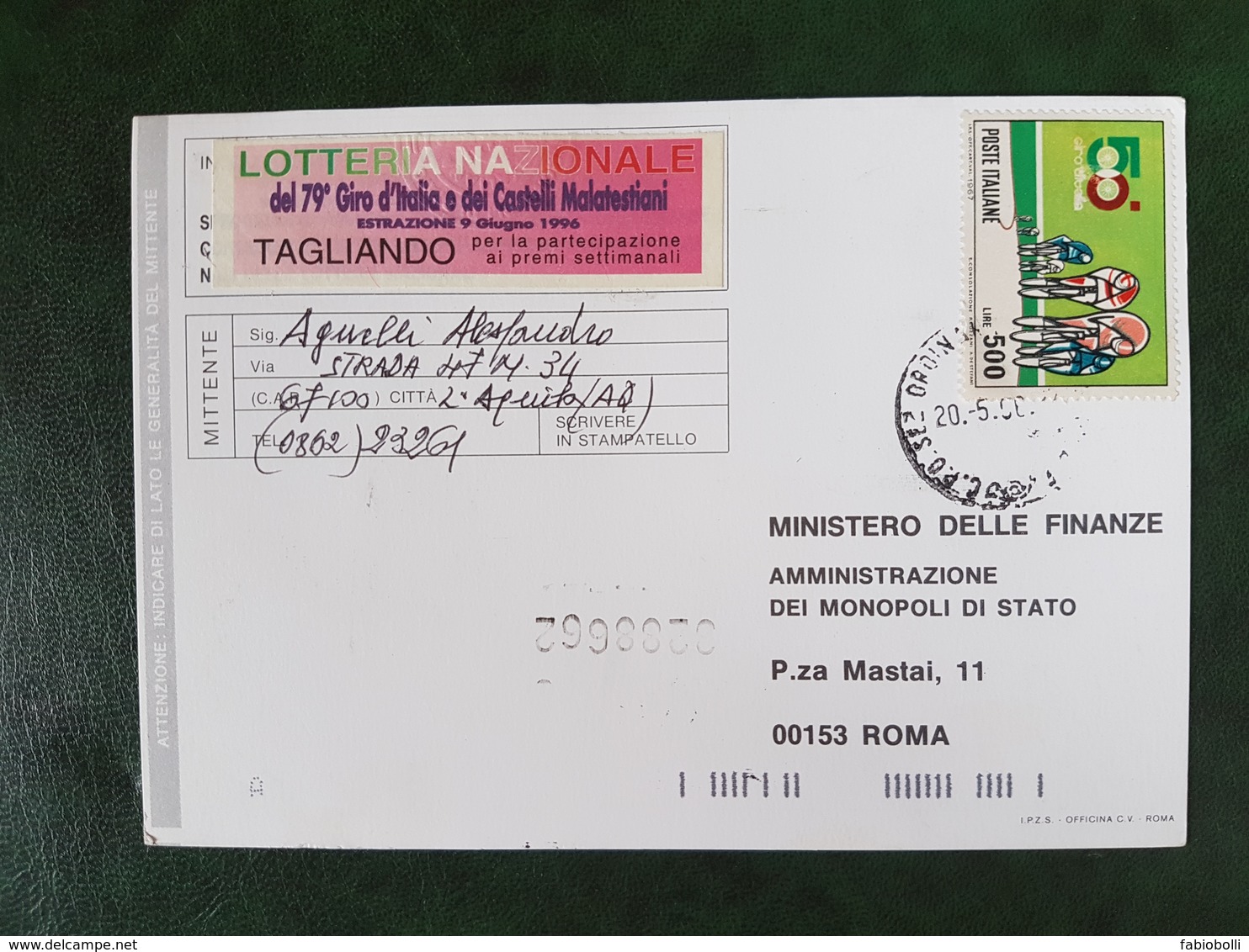 (23885) STORIA POSTALE ITALIA 1996 - 1991-00: Storia Postale