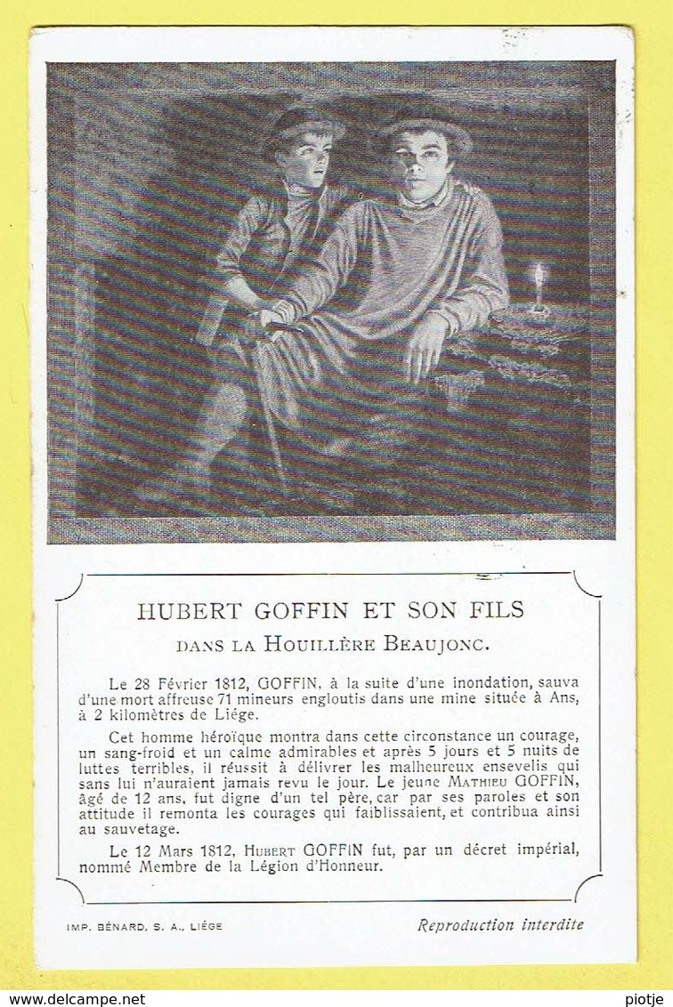 * Ans (Liège - Luik - La Wallonie) * (Imp Bénard S.A. Liège) Hubert Goffin Et Son Fils, Dans La Houillère Beaujonc - Ans