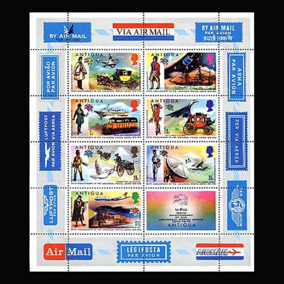 ANTIGUA, 1974 UPU Centenary S/s MNH (MAIL TRANSPORT) - Antigua Et Barbuda (1981-...)