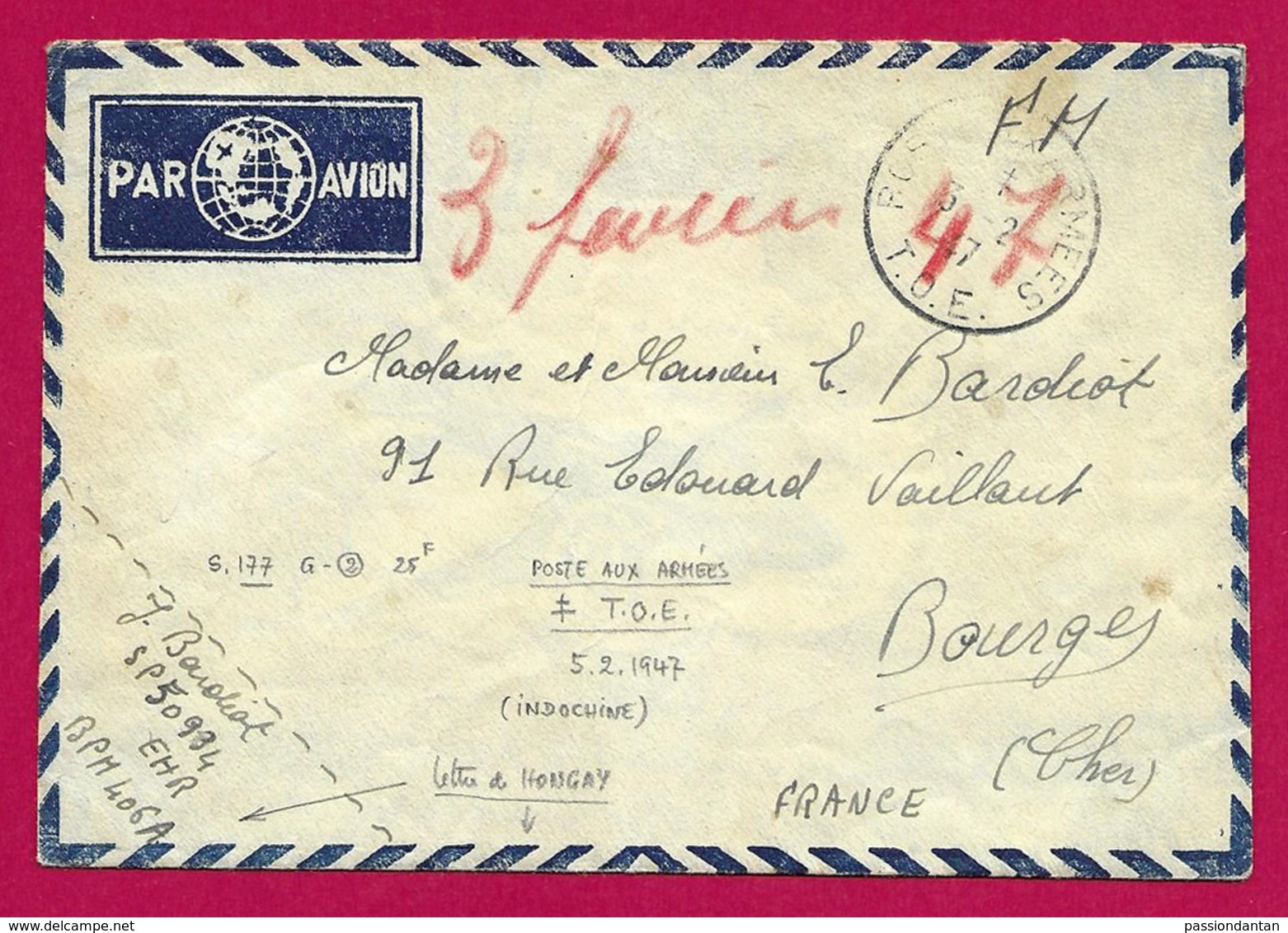 Enveloppe En Franchise Militaire - Poste Aux Armées - TOE - Secteur Postal 50 934 - BPM 406 A - Guerre D'Indochine / Viêt-Nam