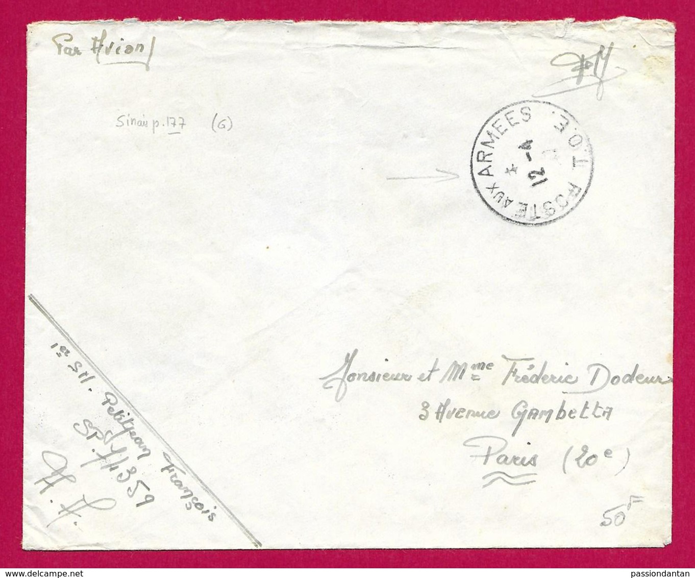 Enveloppe En Franchise Militaire - Poste Aux Armées - TOE - Secteur Postal 74 359 - Guerre D'Indochine / Viêt-Nam