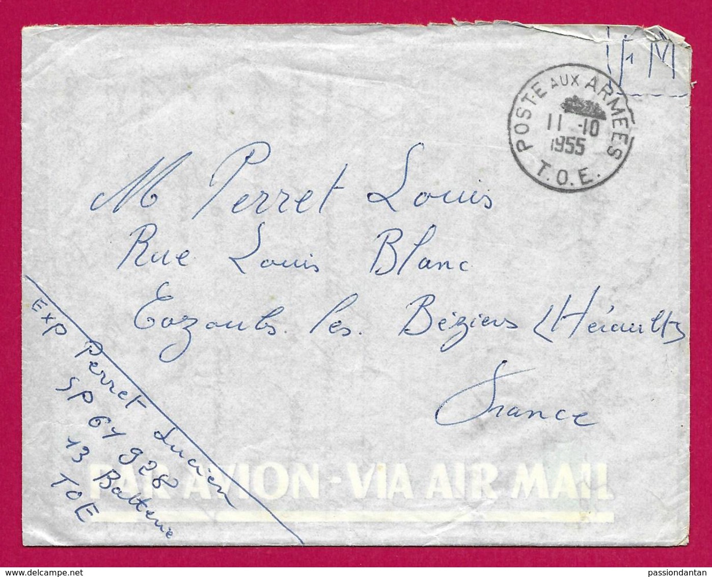 Enveloppe En Franchise Militaire - Poste Aux Armées - TOE - Secteur Postal 61 928 - Guerre D'Indochine / Viêt-Nam