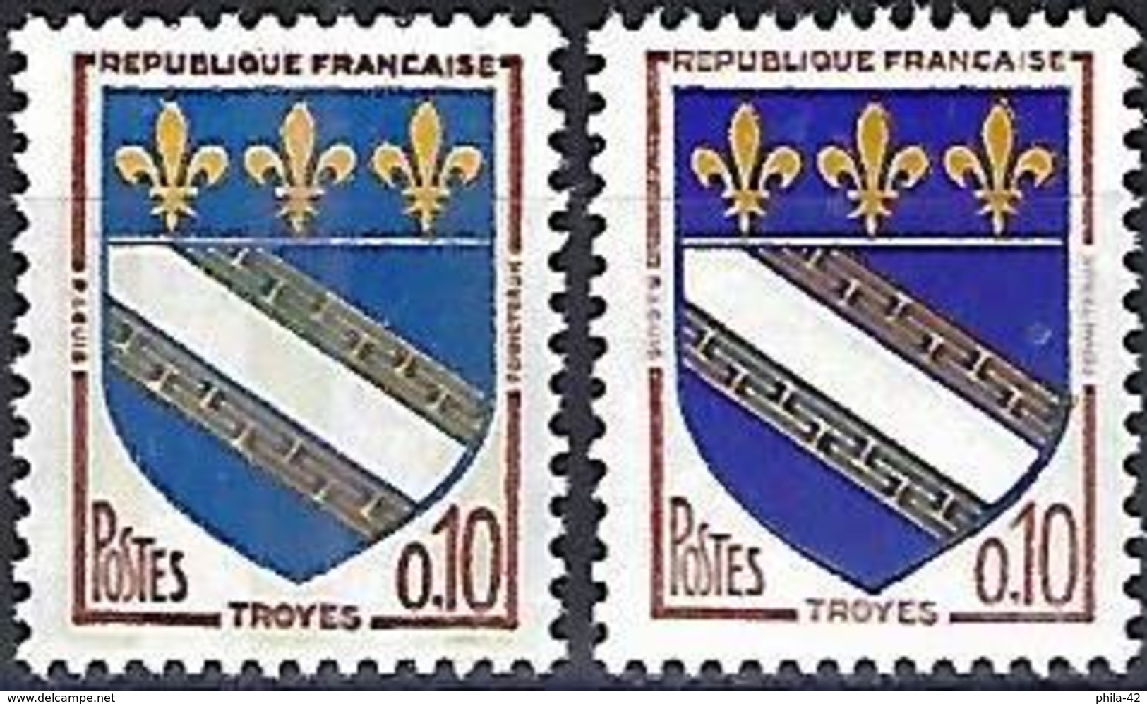 France 1963/70 -  Mi 1420X & Y - YT 1353/523a ( Coat Of Arms Of Troyes ) MNH** - Unused Stamps