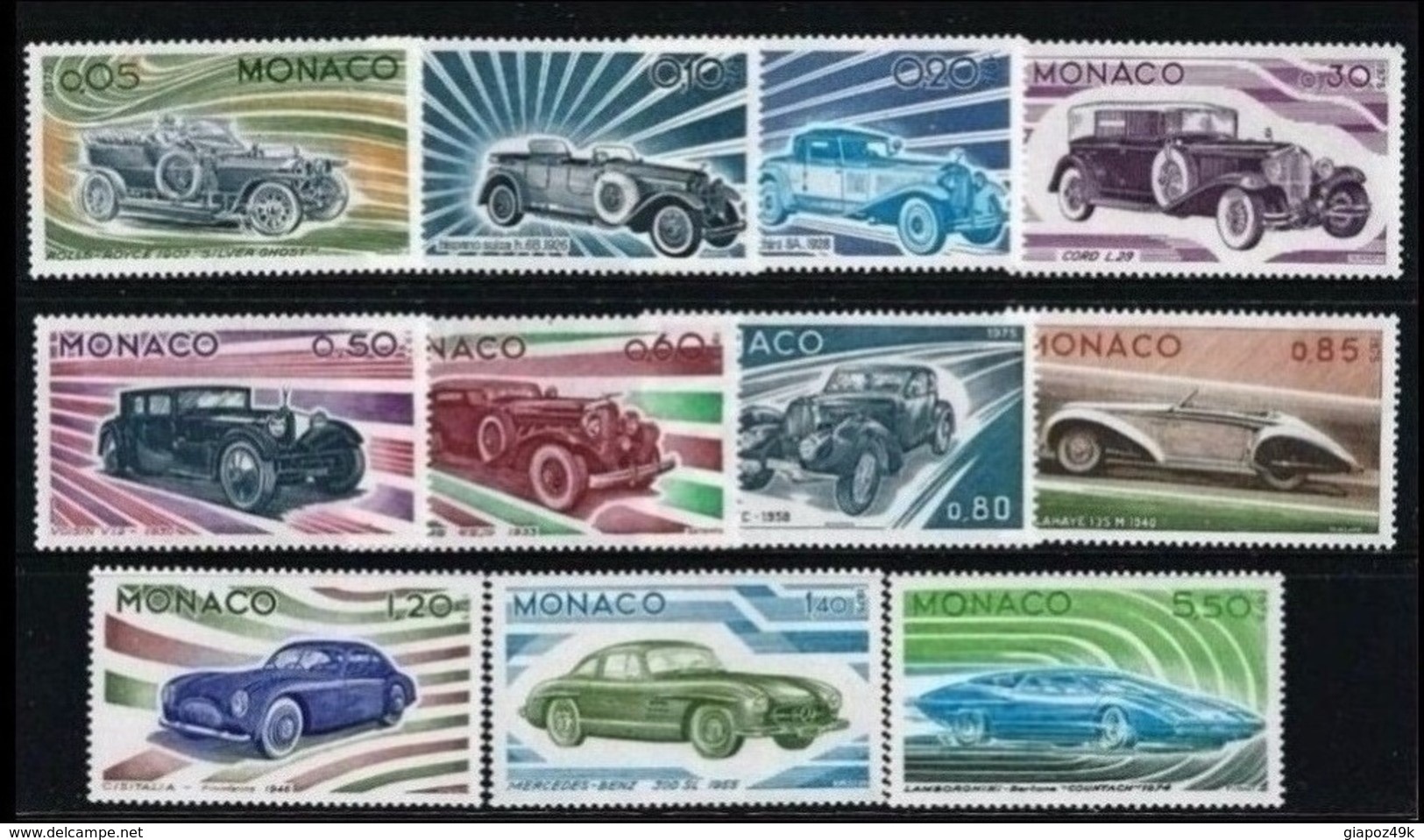 MONACO 1975 - Evoluzione Linea Automobile - N.° 1018 / 28 ** , Serie Compl. - Cat. 42,00 € - Lotto N. 30 - Nuovi