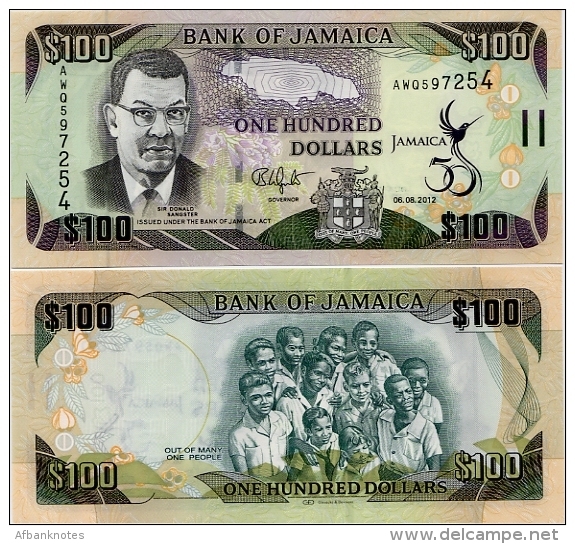 JAMAICA        100 Dollars     Comm.    P-90        6.8.2012        UNC - Giamaica