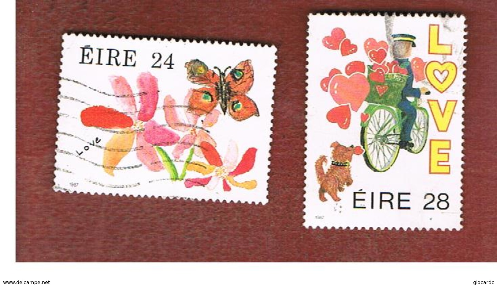 IRLANDA (IRELAND) -  SG 656.657   -    1987  GREETINGS STAMPS   (COMPLET SET OF 2)  -     USED - Usati