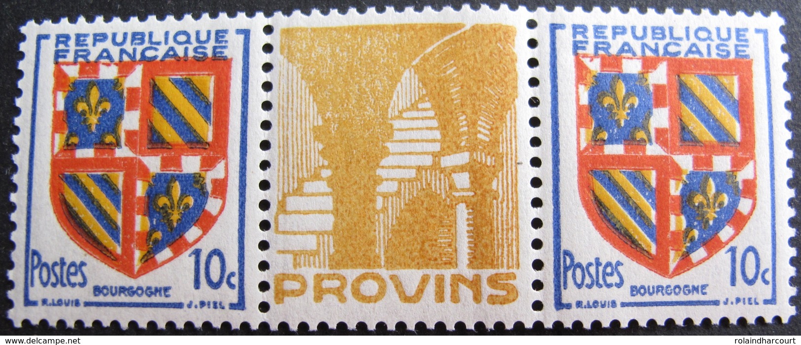 R1949/134 - 1949 - BLASON DE LA BOURGOGNE - N°834a TIMBRES NEUFS** Avec BORD PUBLICITAIRE De PROVINS - Cote : 70,00 € - Otros & Sin Clasificación