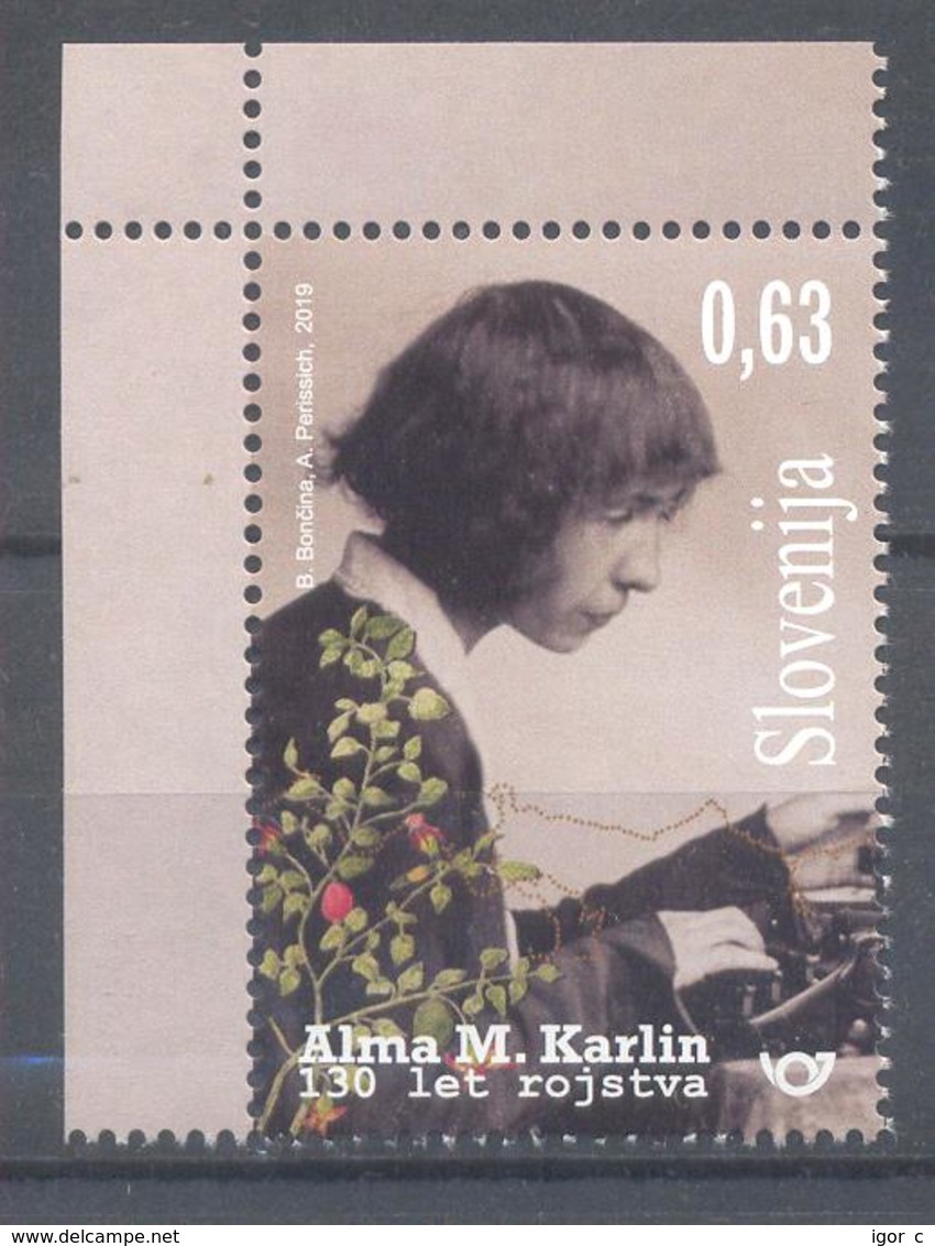 Slovenia Slowenien Slovenie 2019 Mint MNH **: Famous Persons: Alma Karlin Writer And World Traveler; Typewriter Flowers - Slovenia