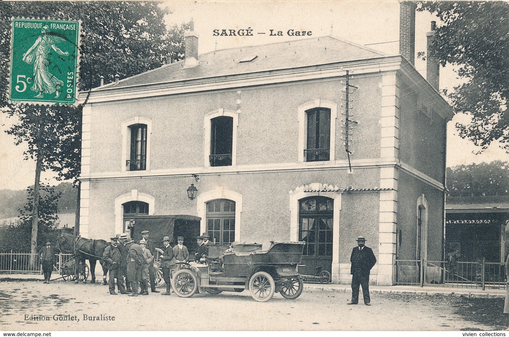 Sargé (41 - Loir Et Cher) La Gare (lors D'un Rendez Vous De Chasse ?) édition Gonlet Circulée 1910 - Other & Unclassified