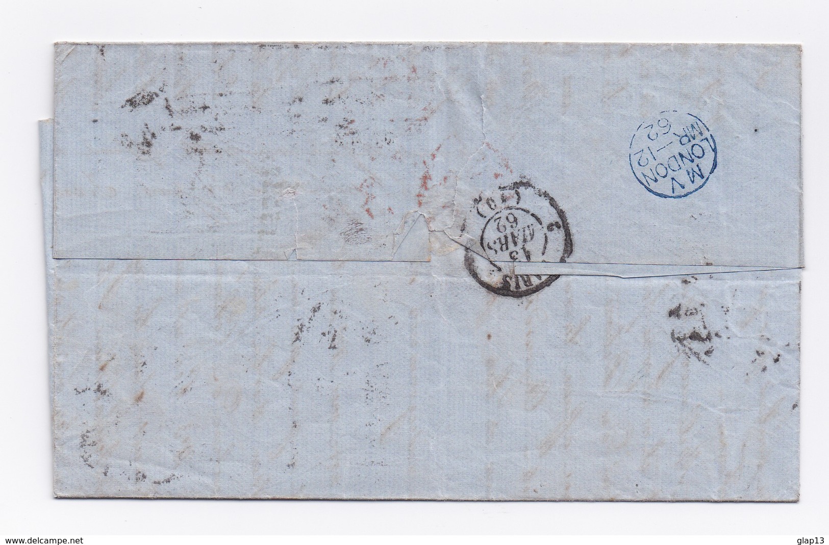 ENVELOPPE DE LONDRES POUR PARIS DU 13/03/1862 - Briefe U. Dokumente