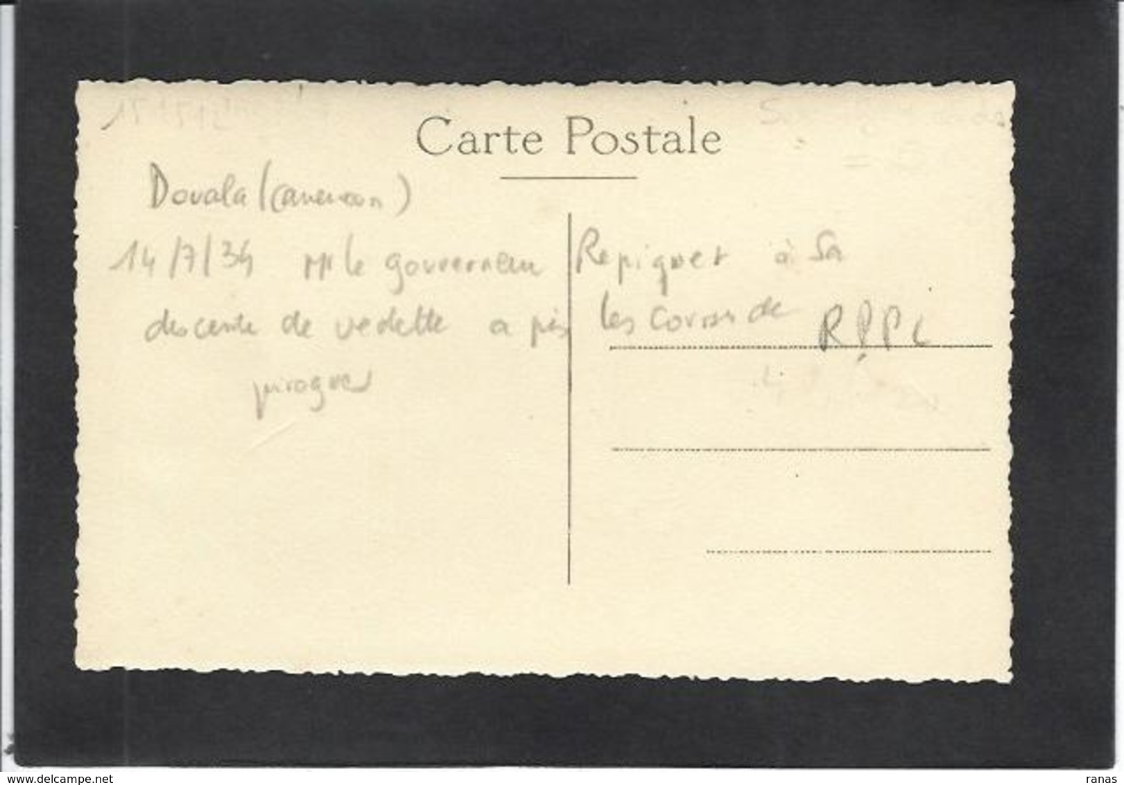 CPA Cameroun Douala Carte Photo RPPC Le Gouverneur REPIQUET, Voir Scan Du Dos - Cameroun