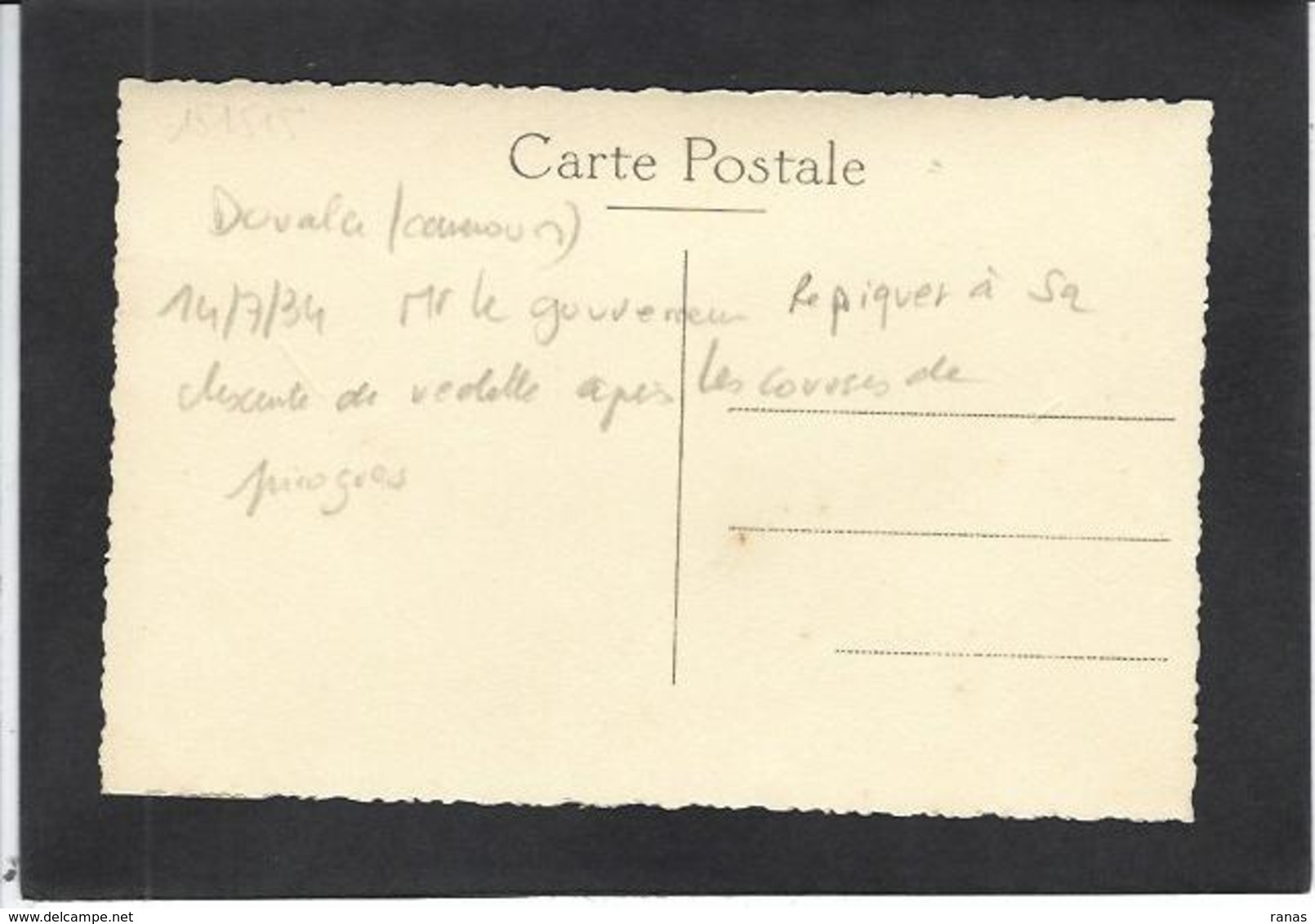 CPA Cameroun Douala Carte Photo RPPC Le Gouverneur REPIQUET, Voir Scan Du Dos - Cameroun