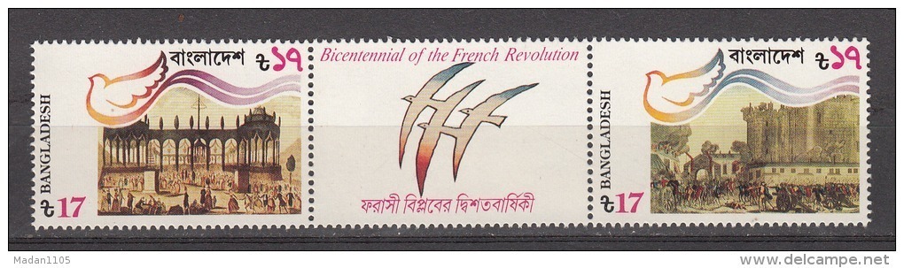 BANGLADESH 1989  Bicentenary  French Revolution 2v Setenant Set. MNH(**) - Bangladesh