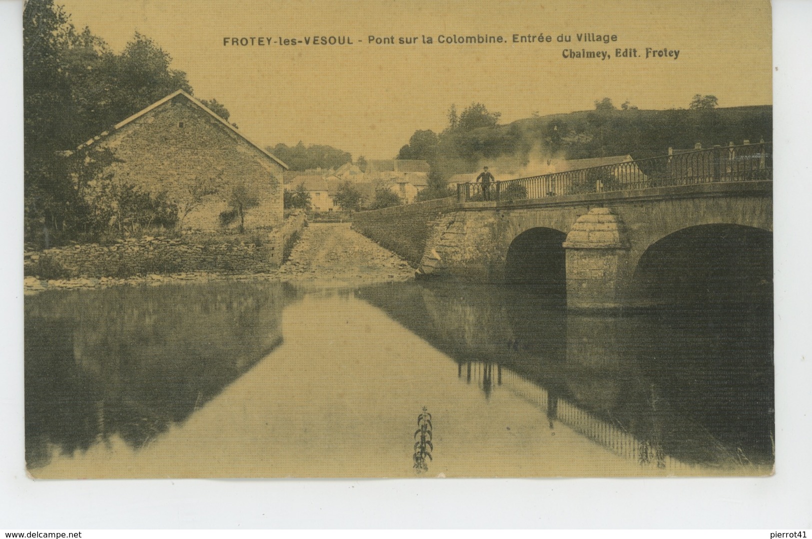 FROTEY LES VESOUL - Pont Sur La Colombine - Entrée Du Village (belle Carte Toilée) - Autres & Non Classés