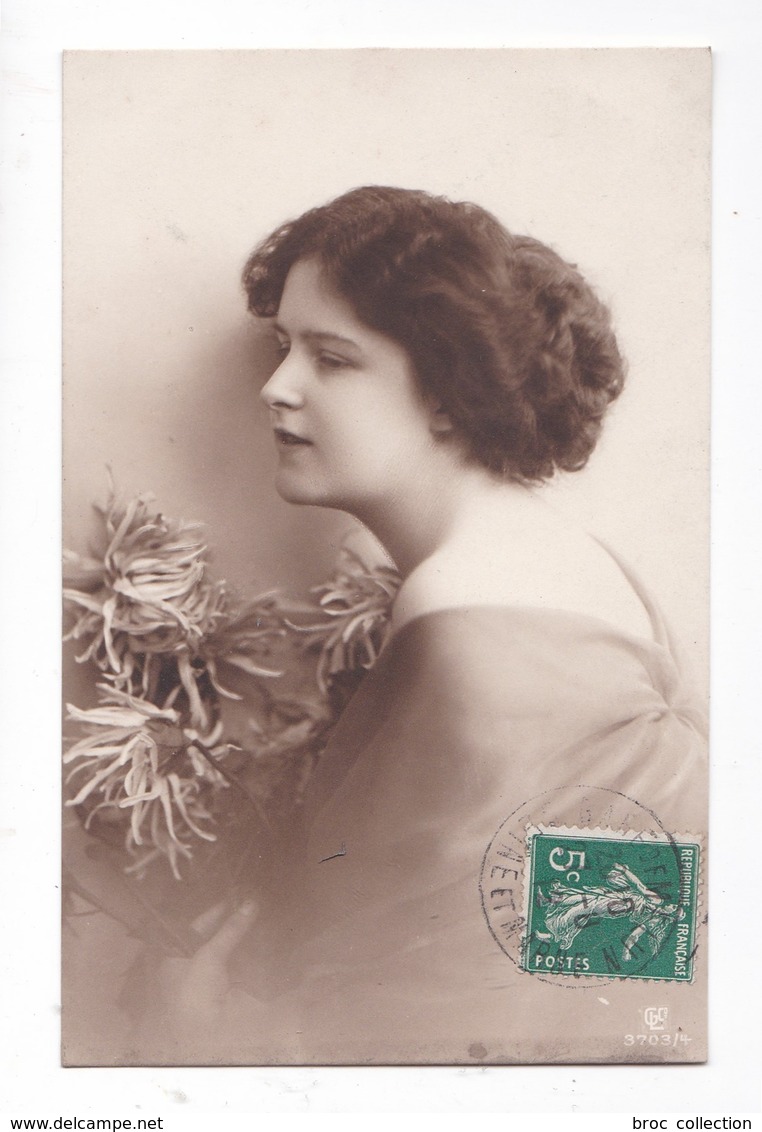 Jolie Jeune Fille, Belle Coiffure Victorienne, Fleurs, 1912, éd. GL Co 3703/4 - Femmes