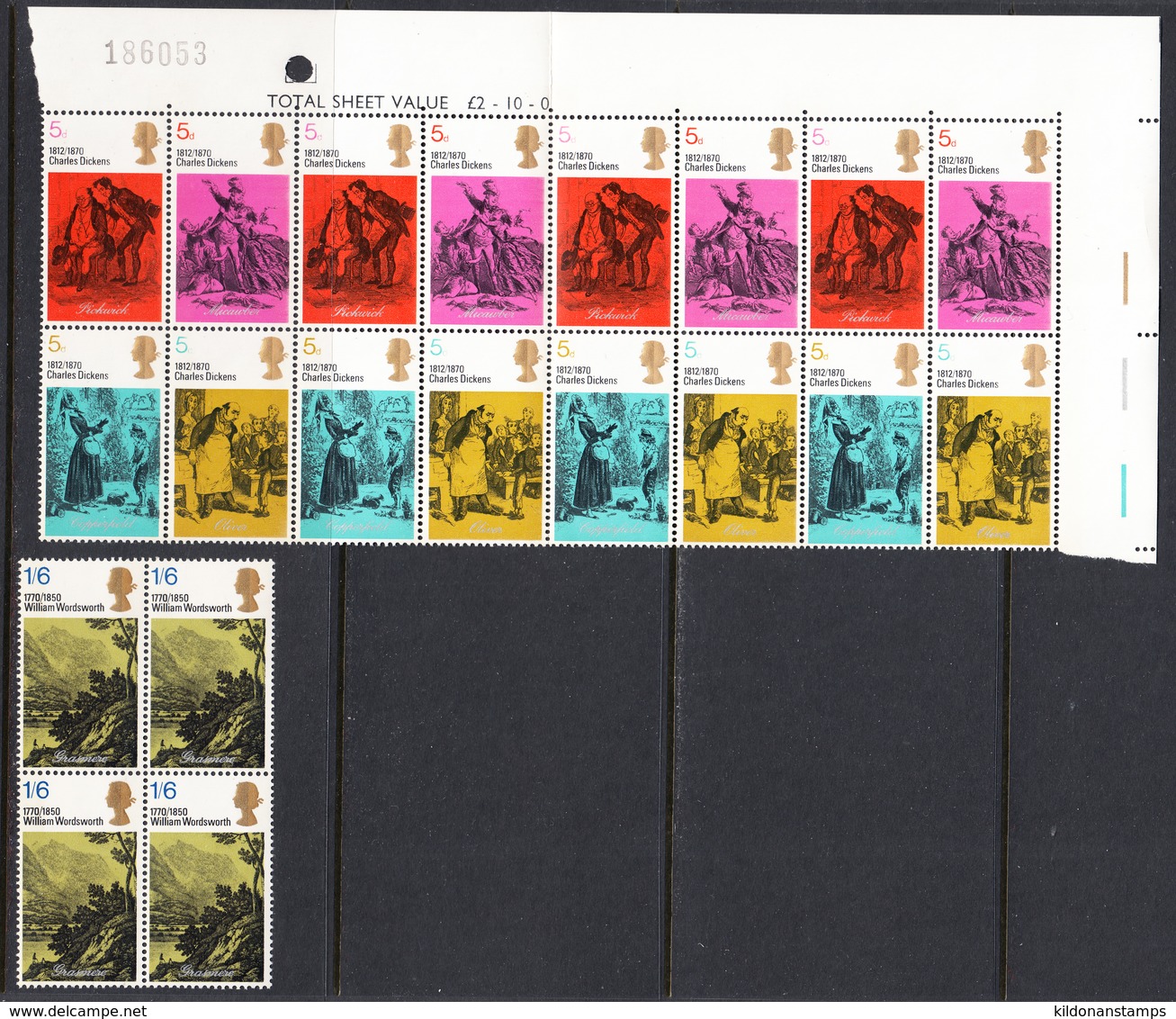 Great Britain 1970 Mint No Hinge, Blocks, Sc# ,SG 824a,828 - Unused Stamps