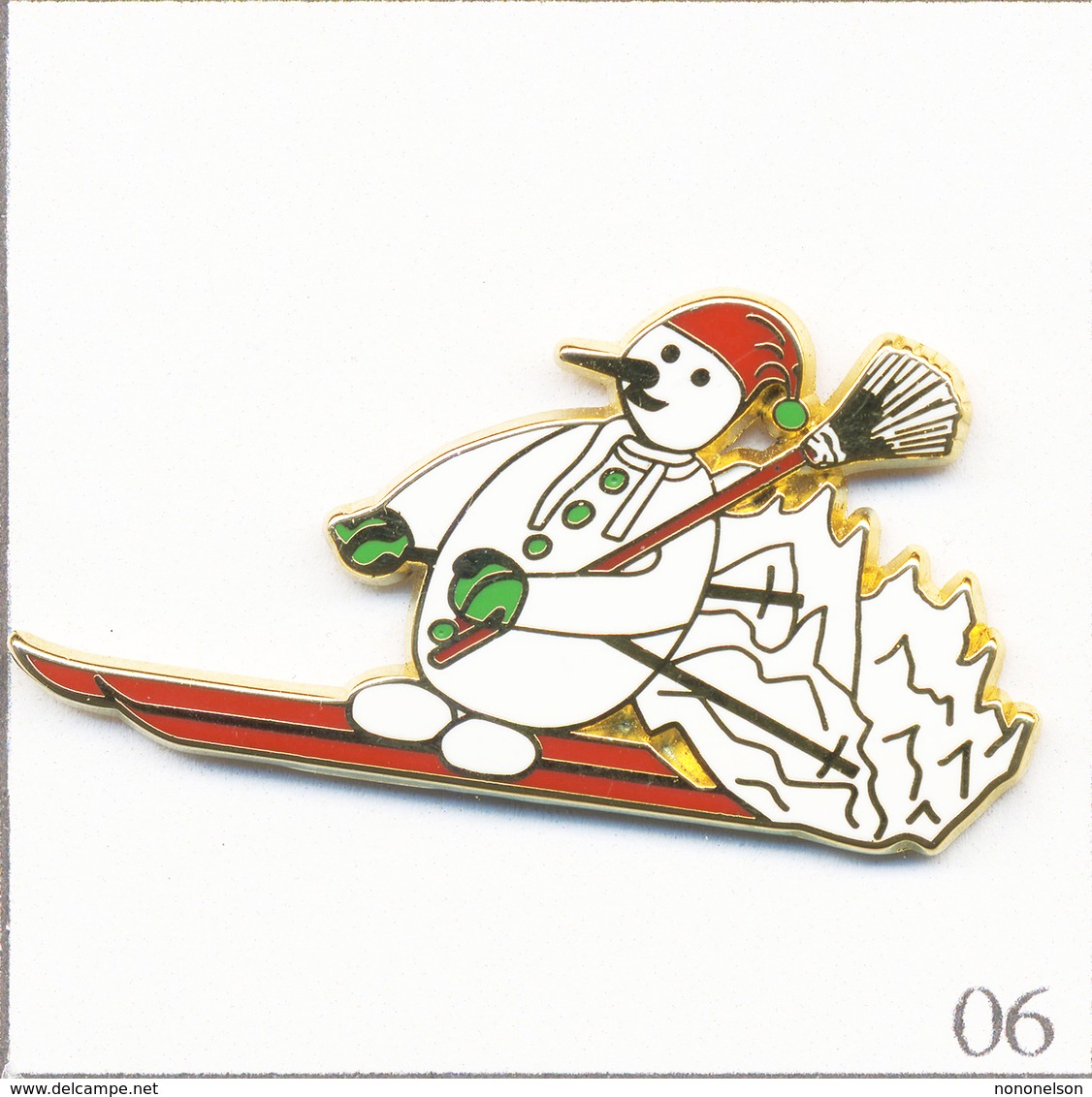 Pin's Série Mois De L’Année - Février Avec Bonhomme De Neige. Est. A. Bertrand Paris. Zamac. T661-06 - Noël