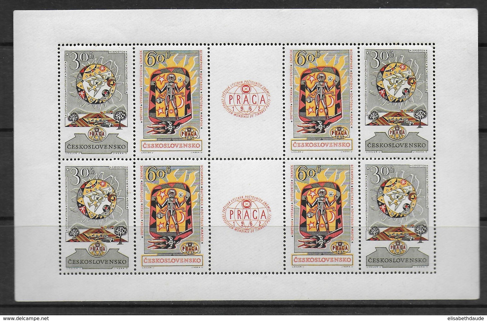 TCHECOSLOVAQUIE - 1962 - BLOC YVERT N°22 ** MNH - COTE = 50 EUR. - Blocks & Kleinbögen