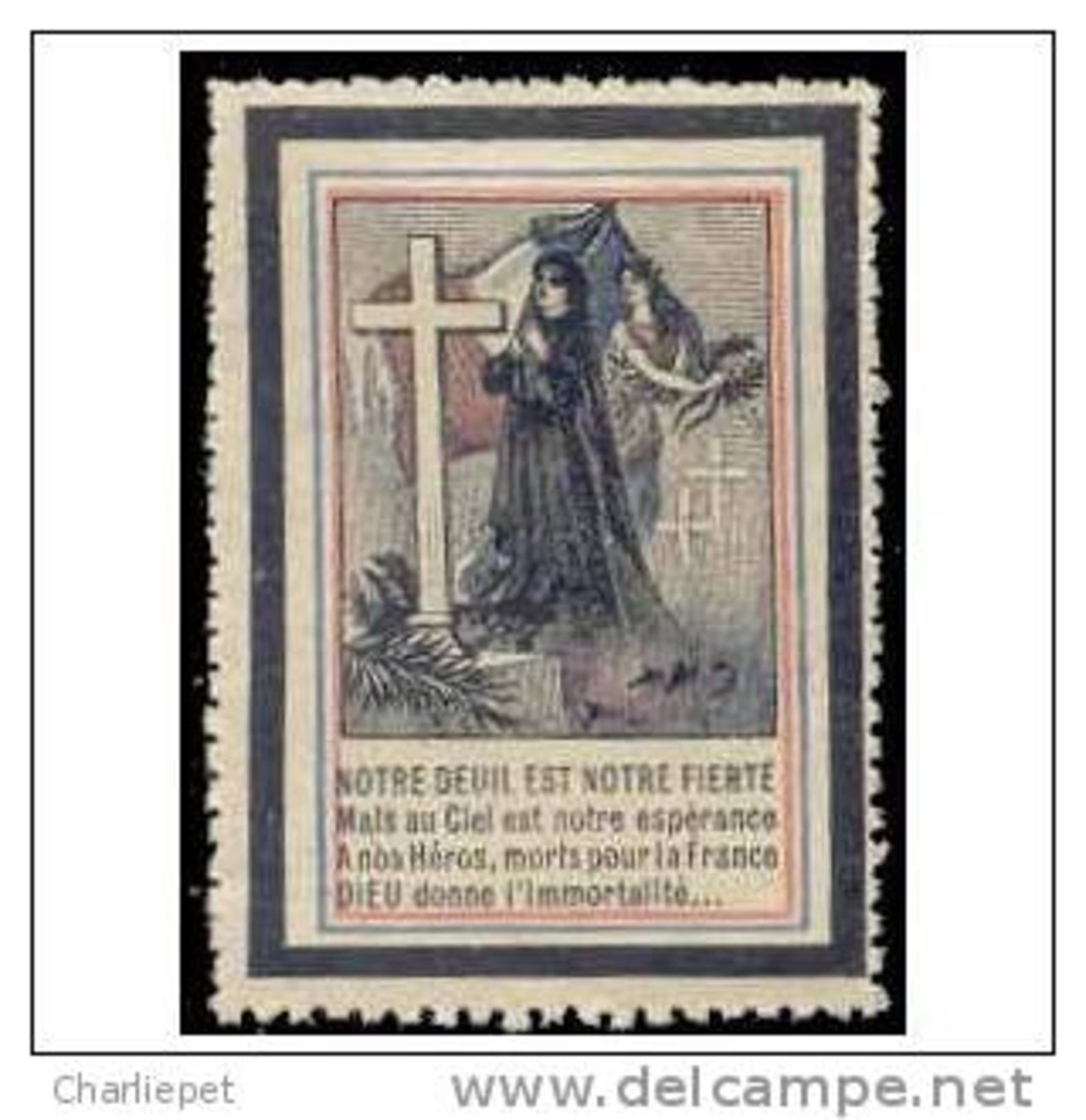 France WWI Mourning Widow Vignette  Poster Stamp Our Grief Is Our Pride - Other & Unclassified