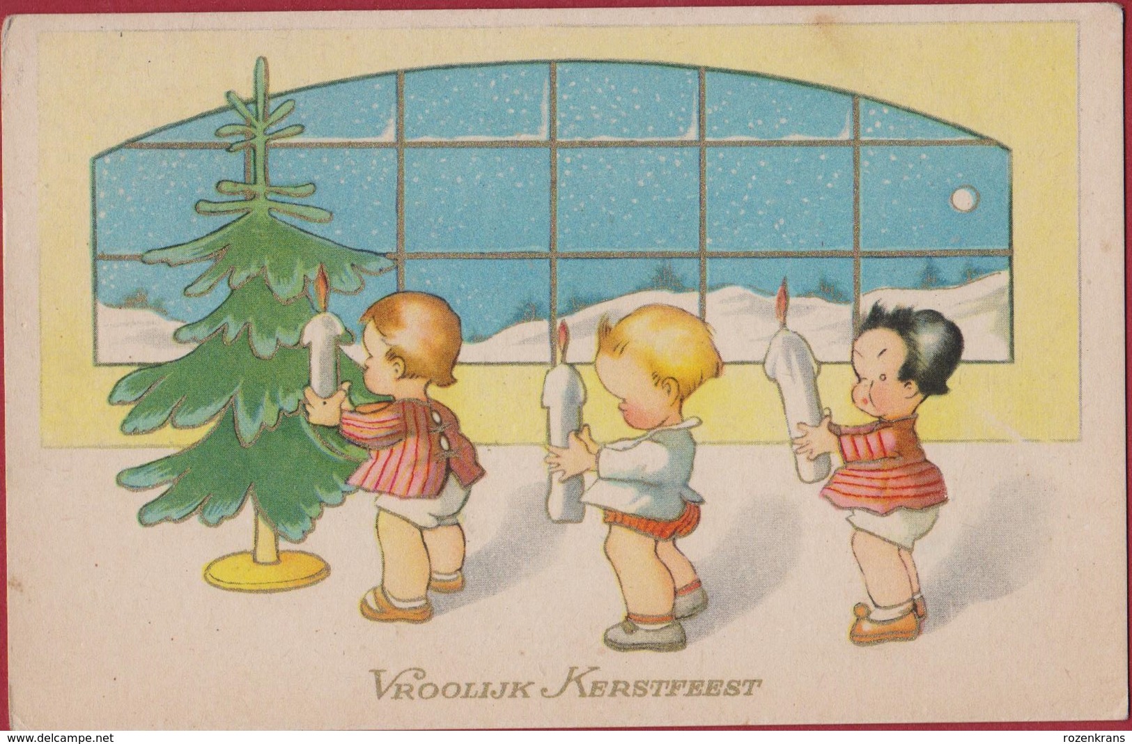 Kerstboom Arbre De Noel Christmas Tree Joyeux Noel 1945 Fantasie Carte Fantaisie Kaart Kinderen Enfants Candle Kaars - Autres & Non Classés