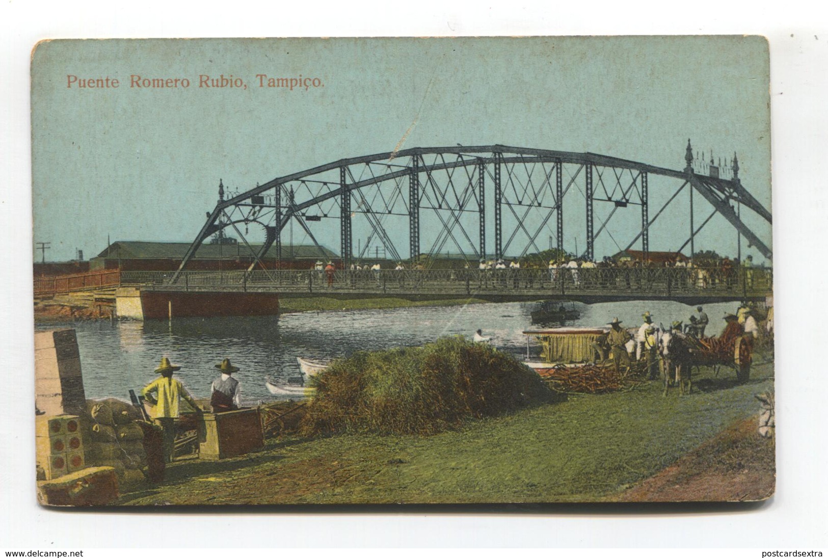 Tampico, Mexico - Puente Romero Rubio, Bridge, River, Donkey - Old Postcard - Mexico