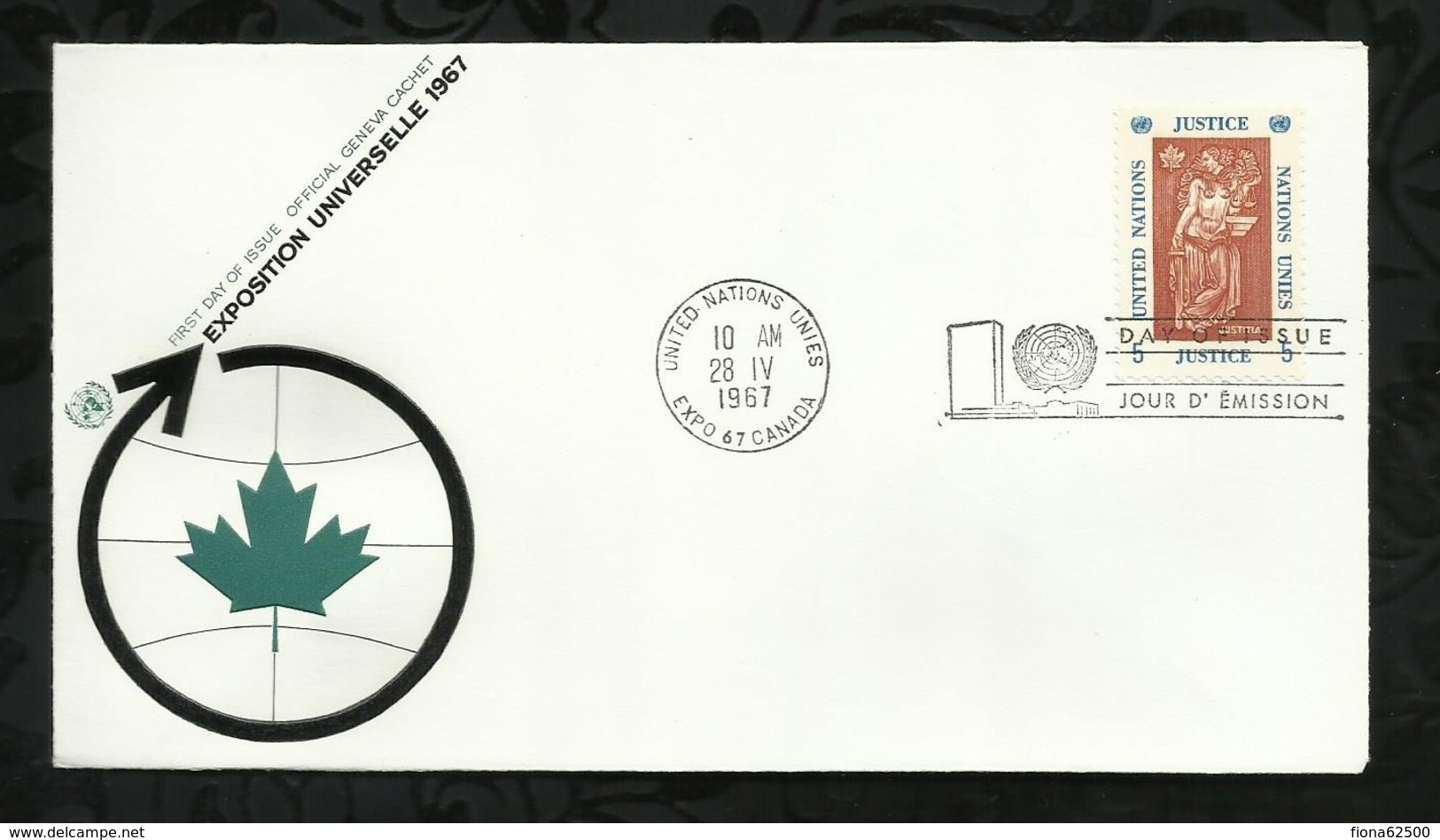 NATIONS-UNIES . EXPO 67 . 28 AVRIL 1967 . CANADA  . - Lettres & Documents