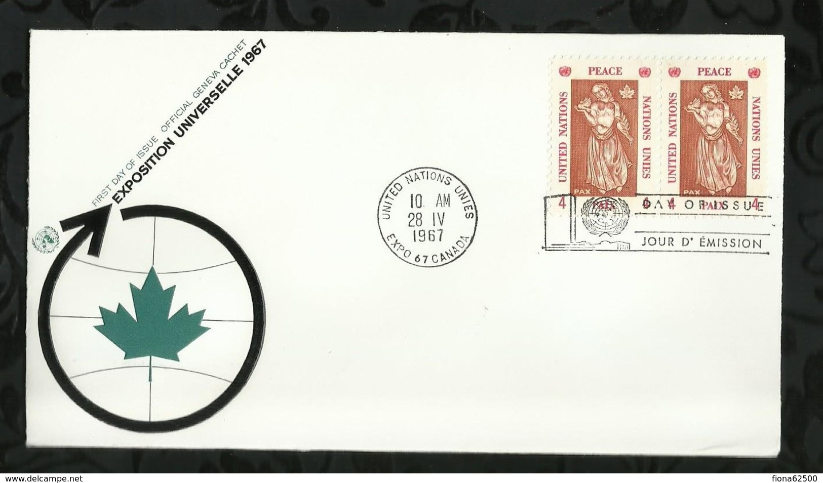 NATIONS-UNIES . EXPO 67 . 28 AVRIL 1967 . CANADA  . - Cartas & Documentos