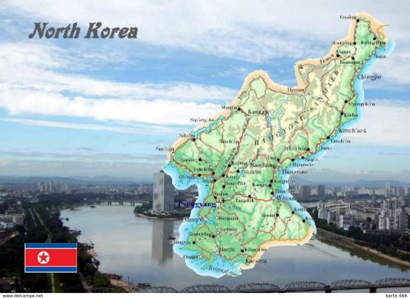 AK Nordkorea Landkarte North Korea Country Map New Postcard - Korea (Nord)