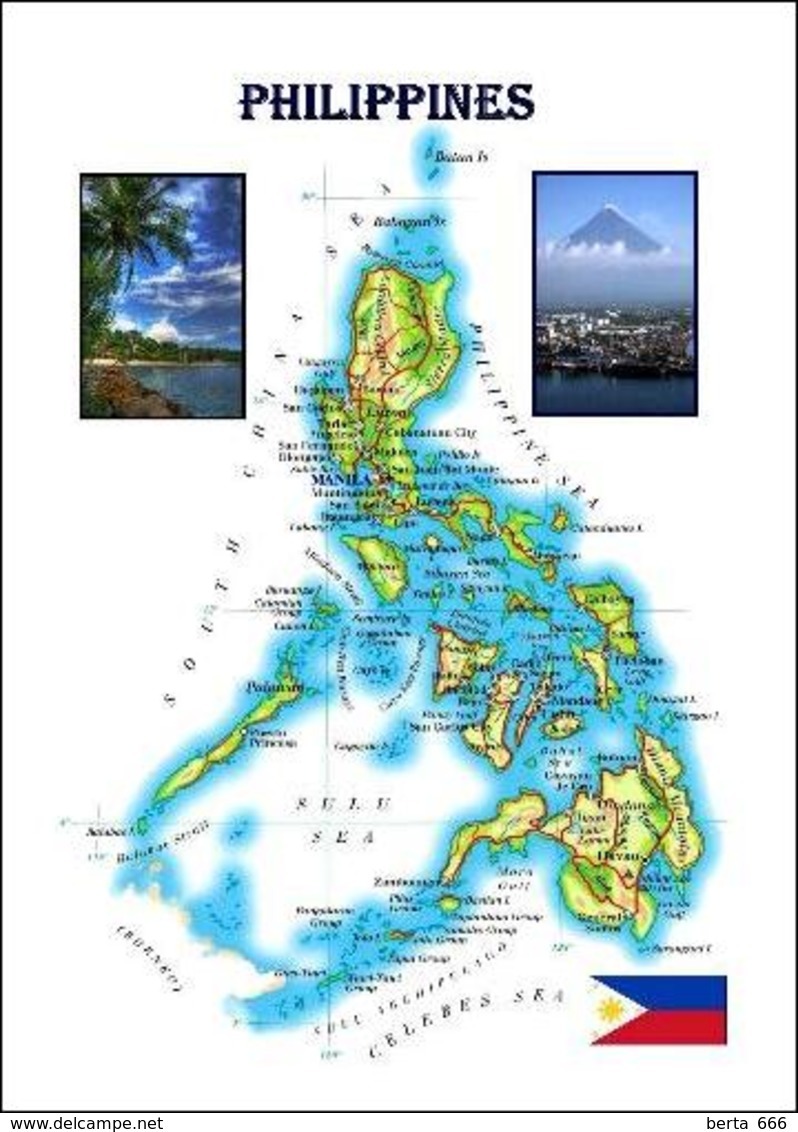 Philippines Country Map New Postcard - Filipinas