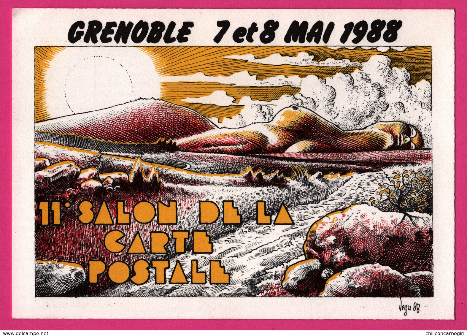 Cp Bourses Et Salons De Collections - Grenoble - 11e Salon De La Carte Postale - Illustration BERNARD VEYRI - 1988 - Bourses & Salons De Collections