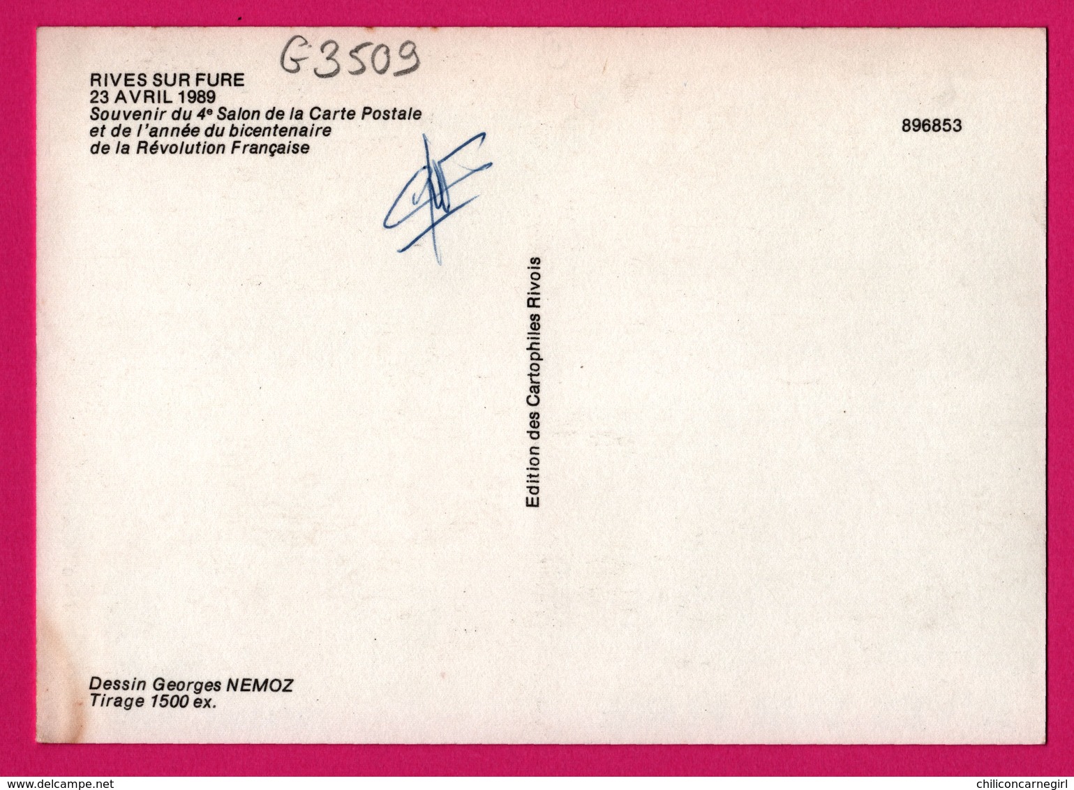 Cp Bourses Et Salons De Collections - Expocarto Rives Sur Fure - 4e Salon Carte Postale - Autographe G. NEMOZ - 1989 - Bourses & Salons De Collections