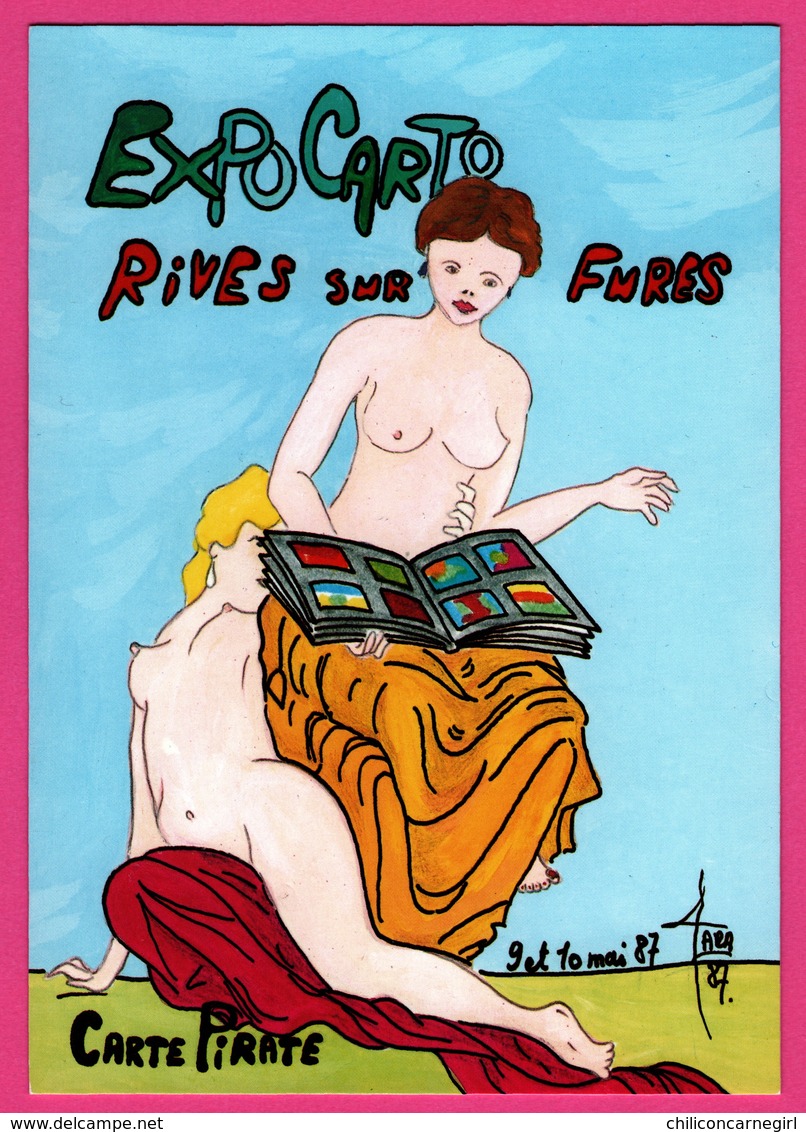 Cp Bourses Et Salons De Collections - Expocarto Rives Sur Fure - Carte Pirate - Femmes Nues - Dessin R. FARABOZ - Bourses & Salons De Collections