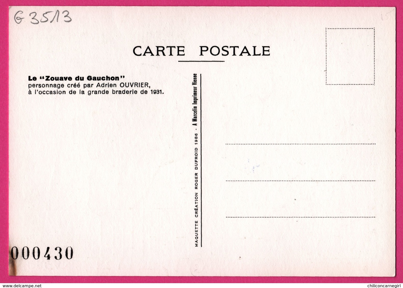 Cp Bourses Et Salons De Collections - Le Zouave Du Gauchon Créé Par ADRIEN OUVRIER - 1986 - Bourses & Salons De Collections