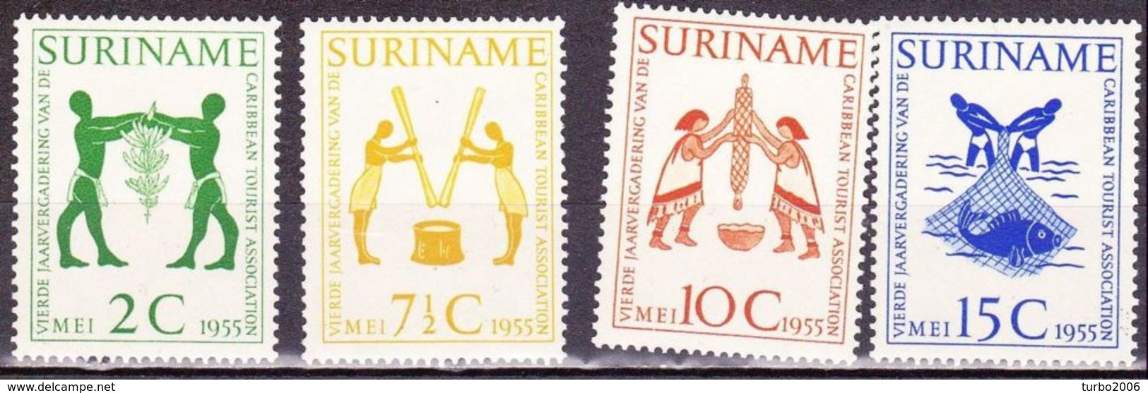 SURINAME 1955 4e Jaarvergadering Carribean Tourist Association Ongestempelde Serie NVPH 317 / 320 - Surinam ... - 1975