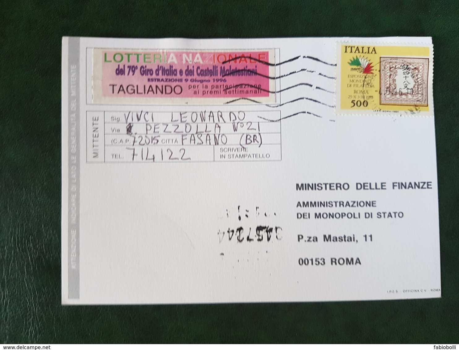 (23978) STORIA POSTALE ITALIA 1996 - 1991-00: Storia Postale