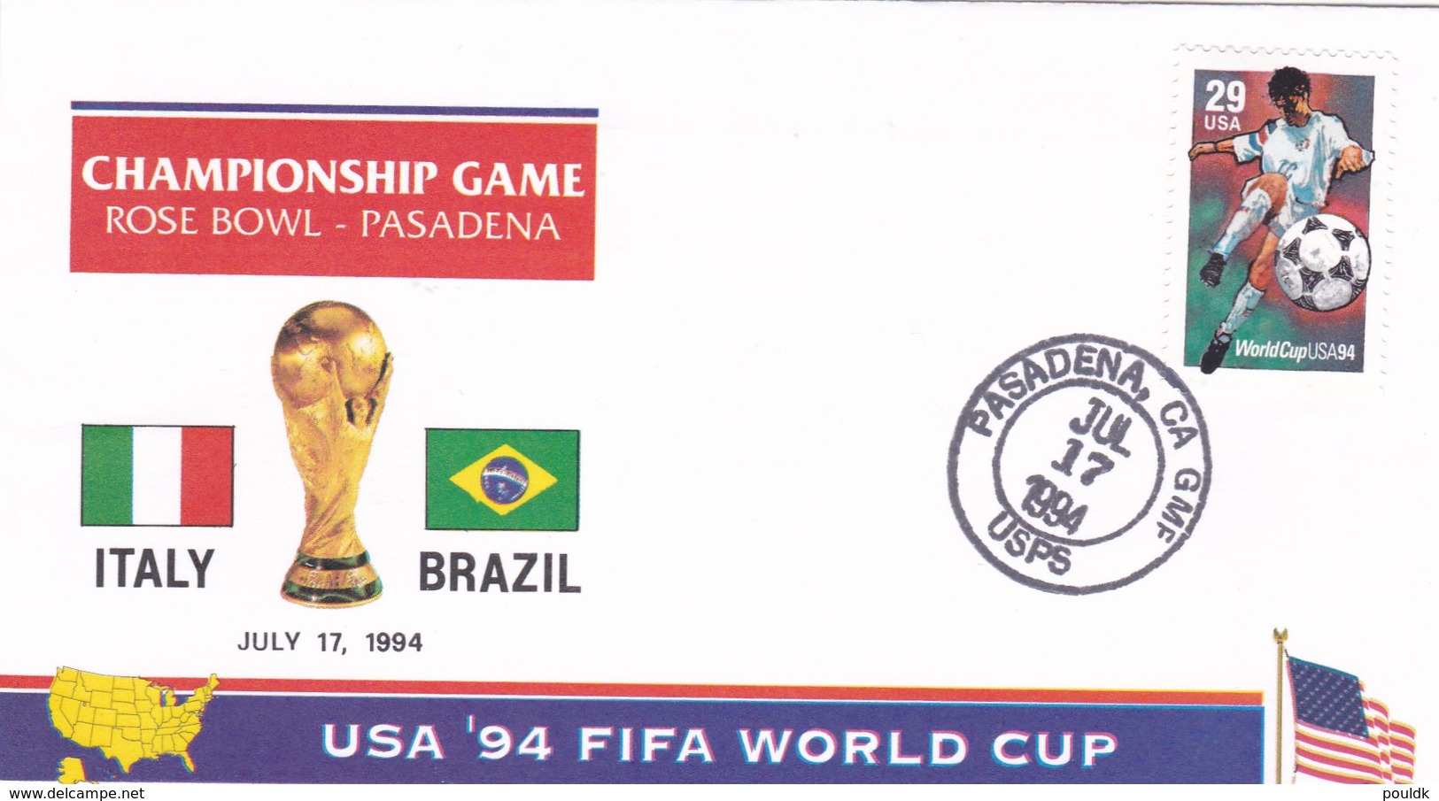 USA Cover 1994 World Cup Football FIFA In USA - Italy Vs Brazil In Pasadena   (C111A) - 1994 – Vereinigte Staaten