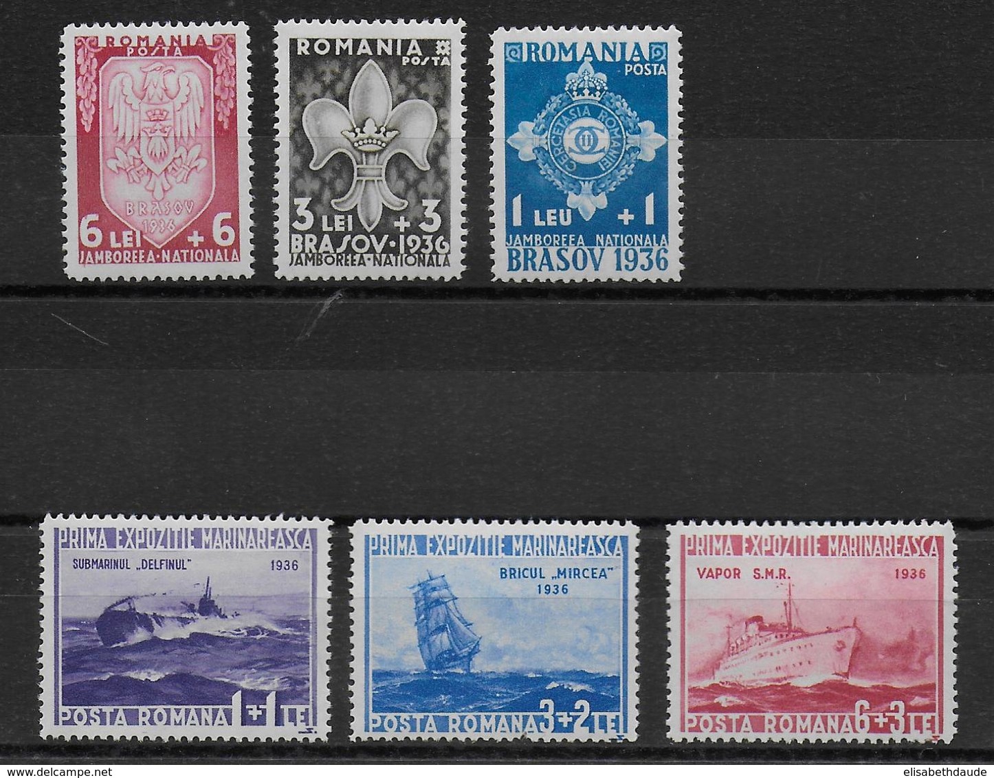 ROUMANIE - 1936 - YVERT N° 505/510 * MH - COTE = 55 EUR. - SCOUTISME + MARINE - Unused Stamps