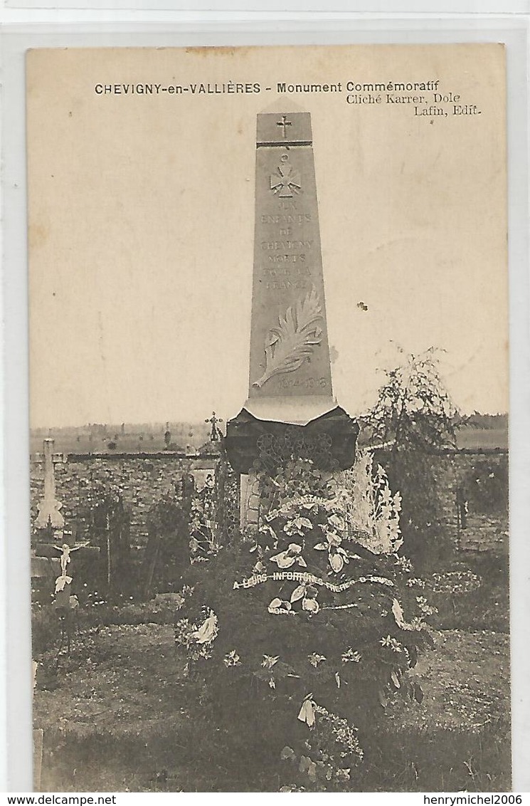 21 Cote D'or - Chevigny En Vallières Monument Commémoratif 1930 Ed Lafin Cliché Karrer De Dole - Andere & Zonder Classificatie