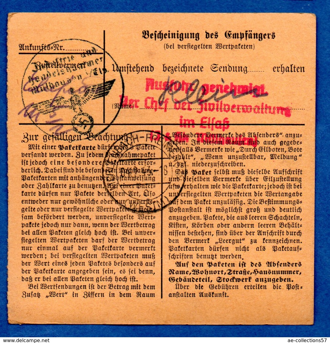 Colis Postal -  Départ Mülhausen 2  -  03/2/1943 - Cartas & Documentos