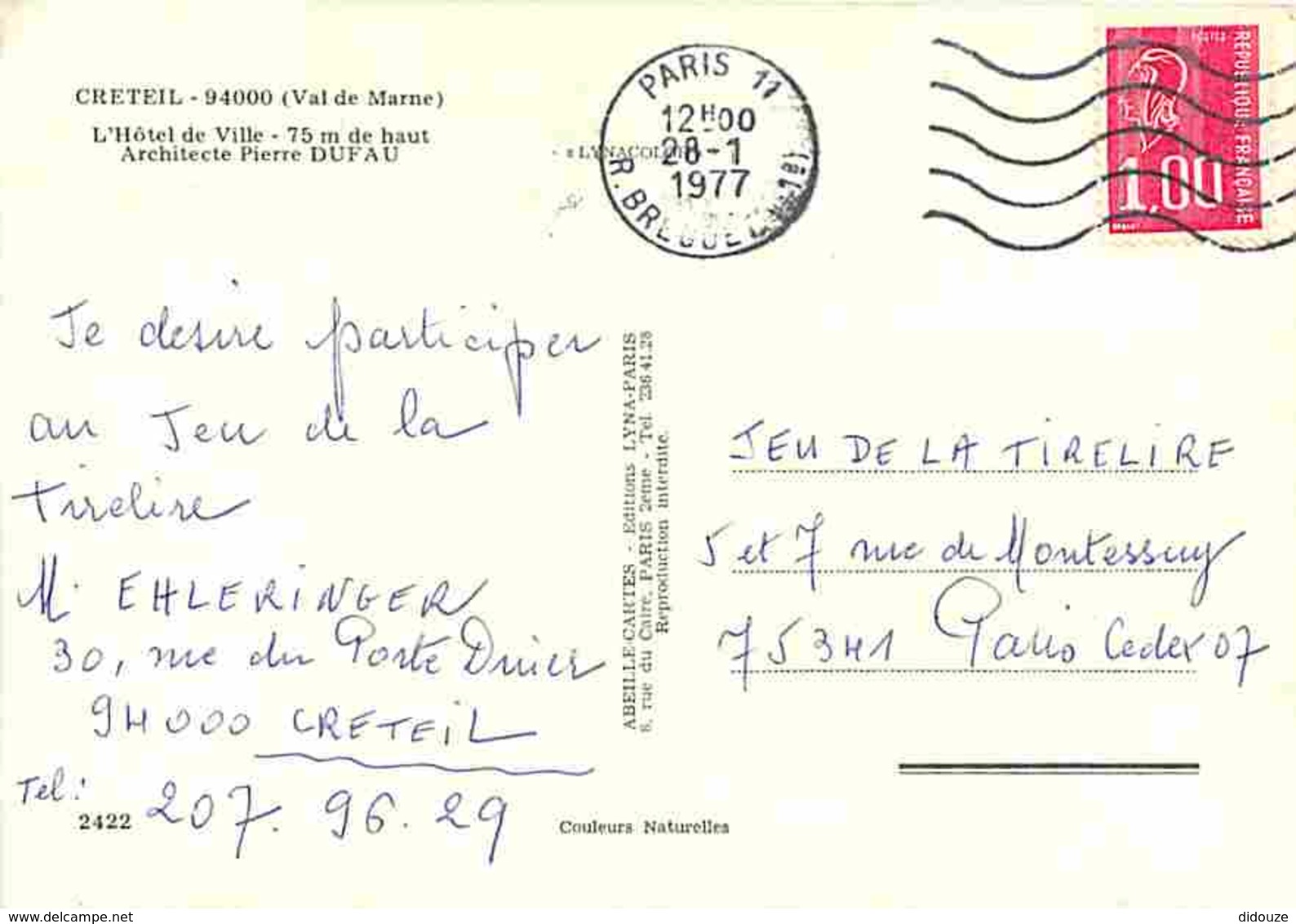 94 - Créteil - L'Hôtel De Ville - Monument Du Général De Gaulle - Voir Scans Recto-Verso - Creteil