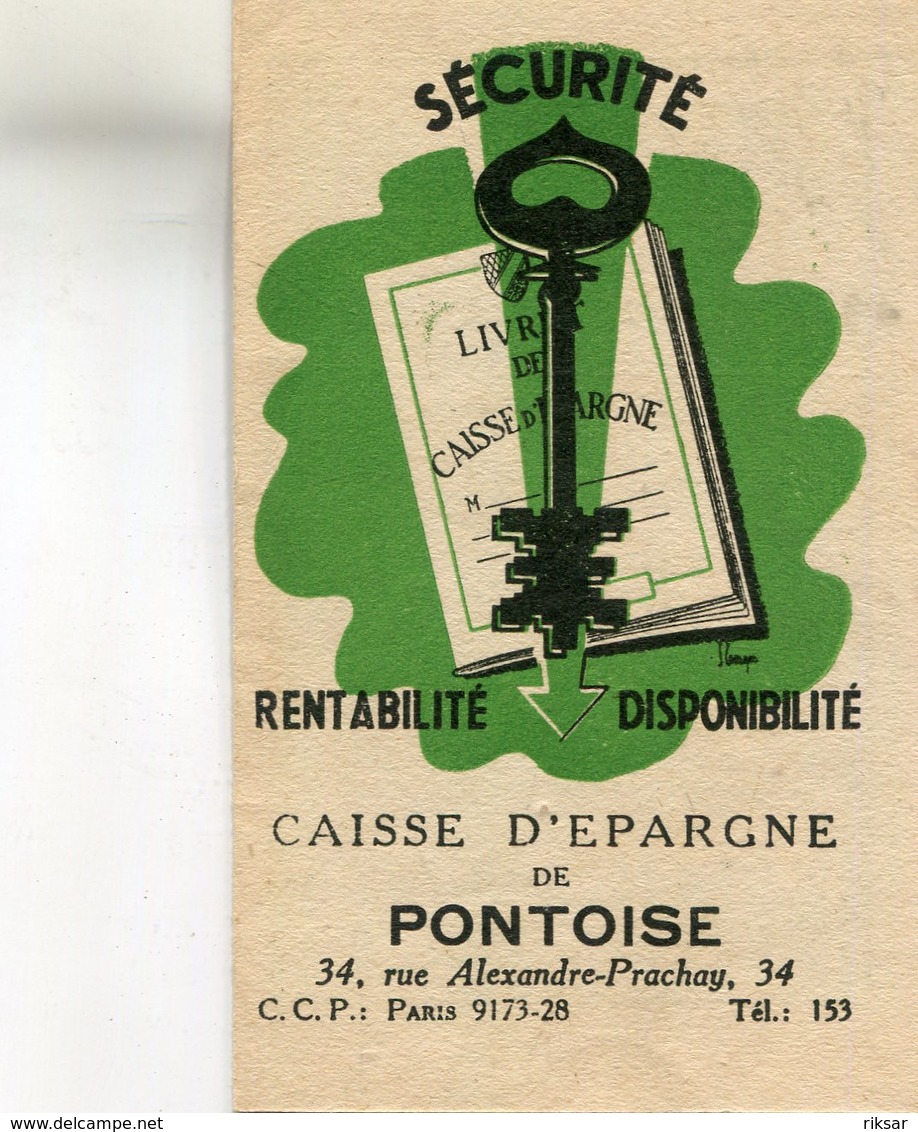 CALENDRIE(1954) CAISSE D EPARGNE(PONTOISE) - Petit Format : 1941-60