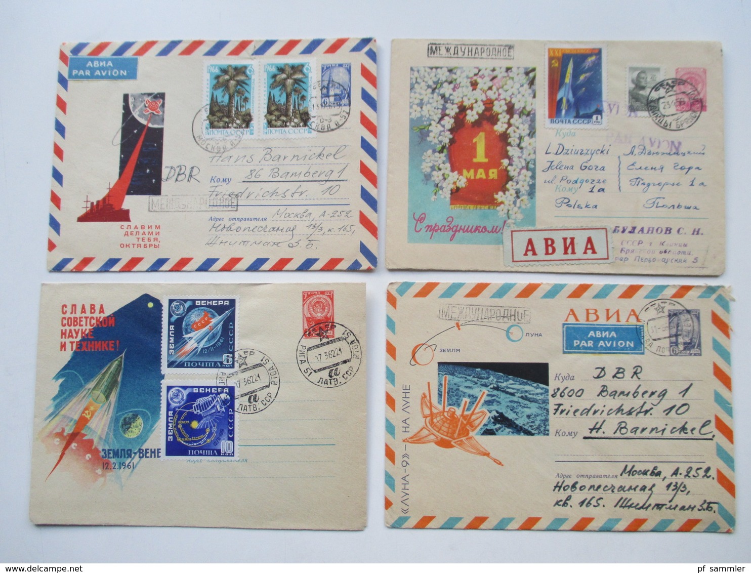 Russland / UDSSR 1960-80er Jahre Belegeposten 165 Stk. Auch Gebiete Ukraine / SSR Lettonie. Rote u. Violette Stempel.