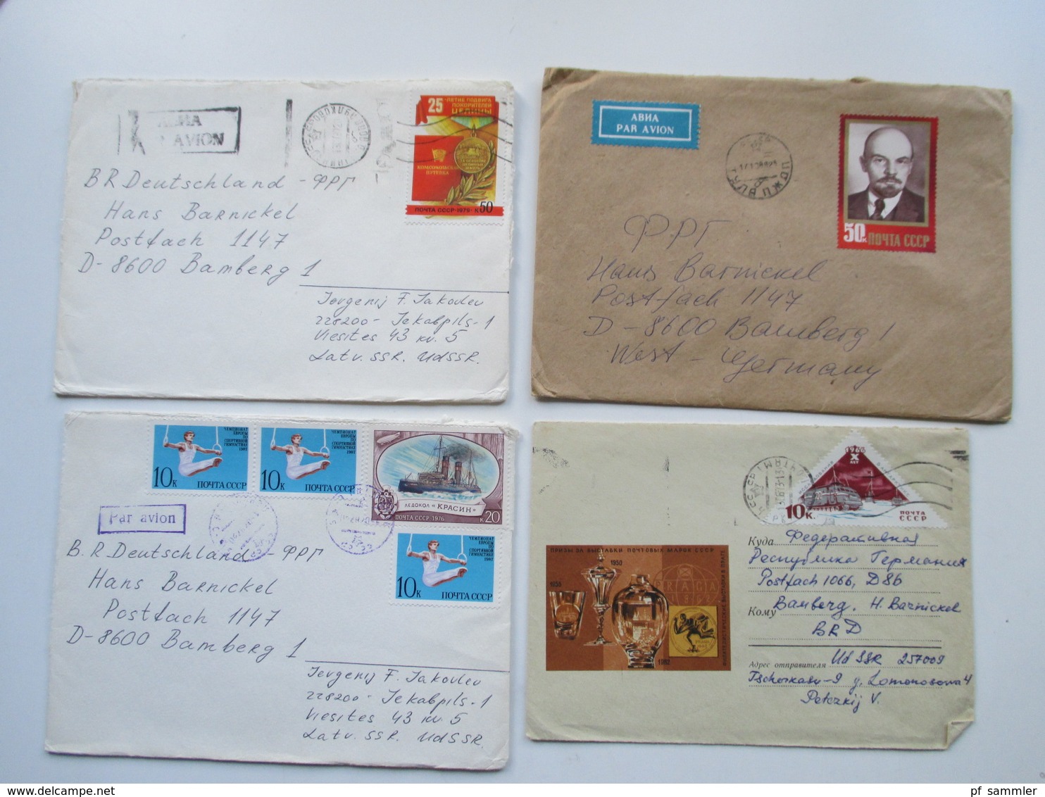 Russland / UDSSR 1960-80er Jahre Belegeposten 165 Stk. Auch Gebiete Ukraine / SSR Lettonie. Rote u. Violette Stempel.