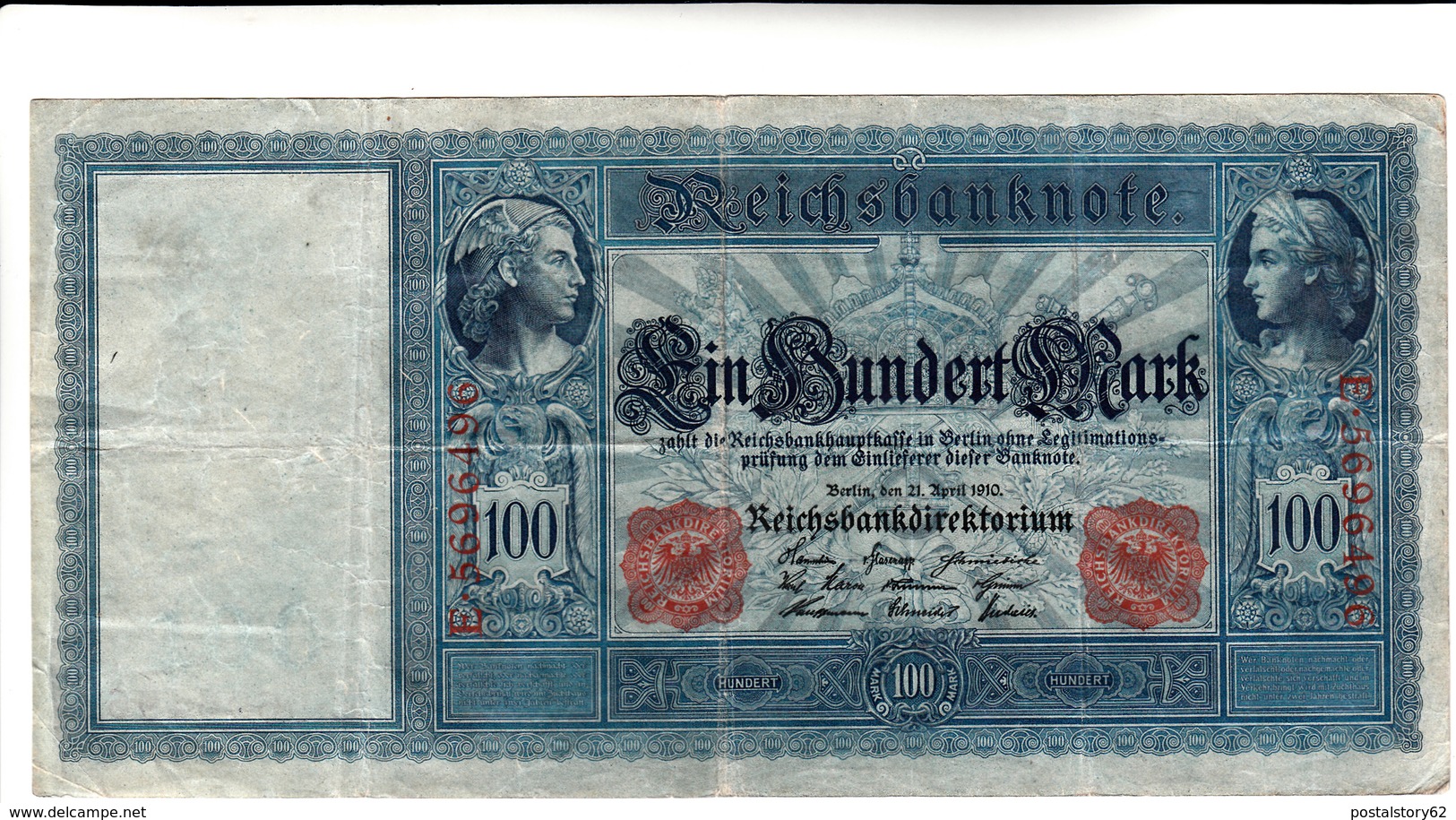 Reichsbanknote 100 Mark 1910 (Pieghe Ma Integra) - 100 Mark