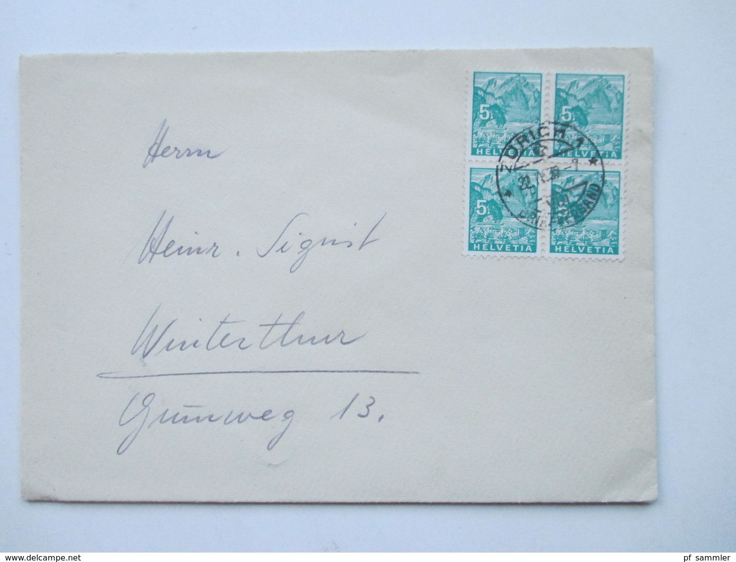 Schweiz 1910 - 40er Jahre Belegeposten 145 Stk.interessante Belege / Karten. 4er Blocks / Firmenbriefe / Stempel Randstk