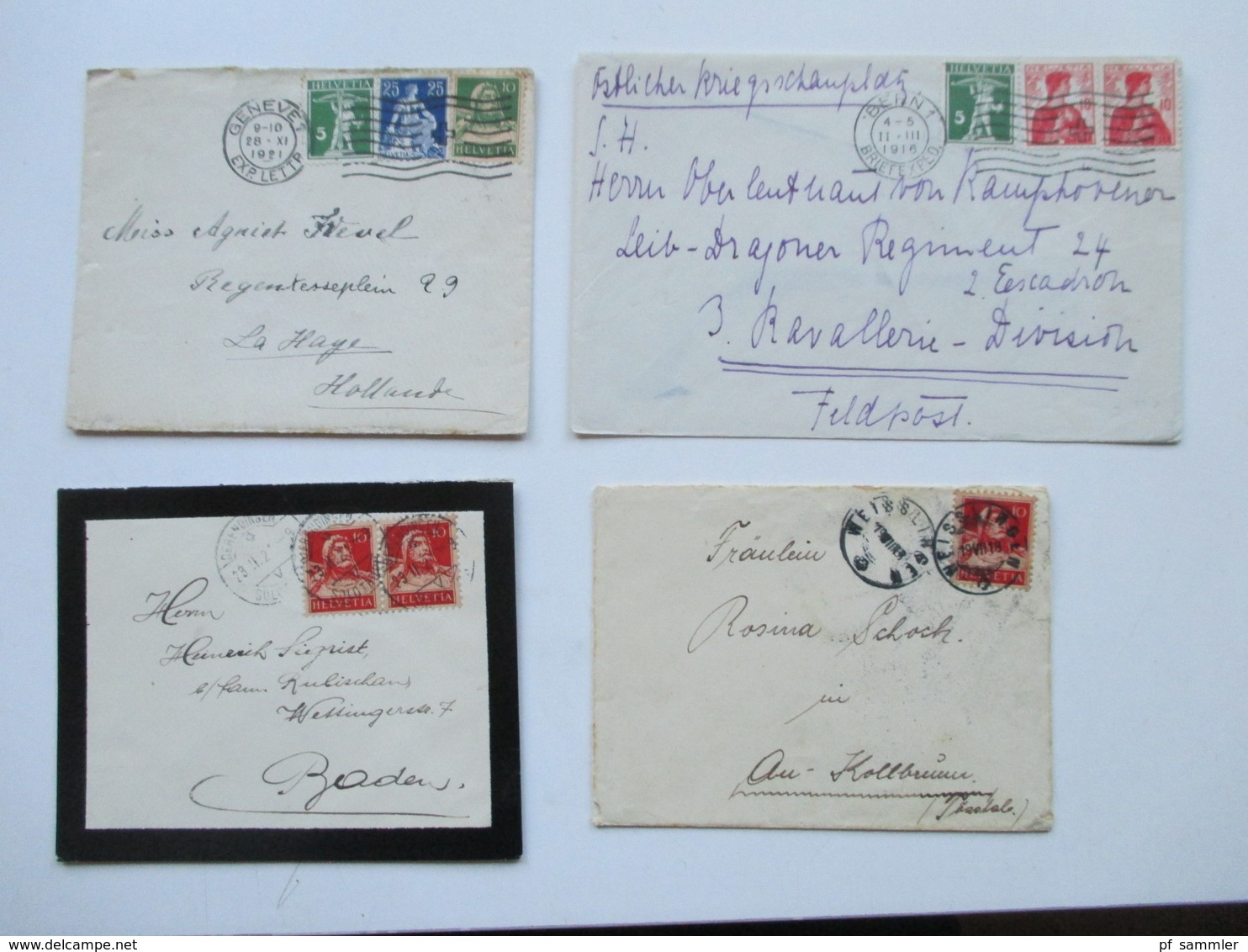 Schweiz 1910 - 40er Jahre Belegeposten 145 Stk.interessante Belege / Karten. 4er Blocks / Firmenbriefe / Stempel Randstk