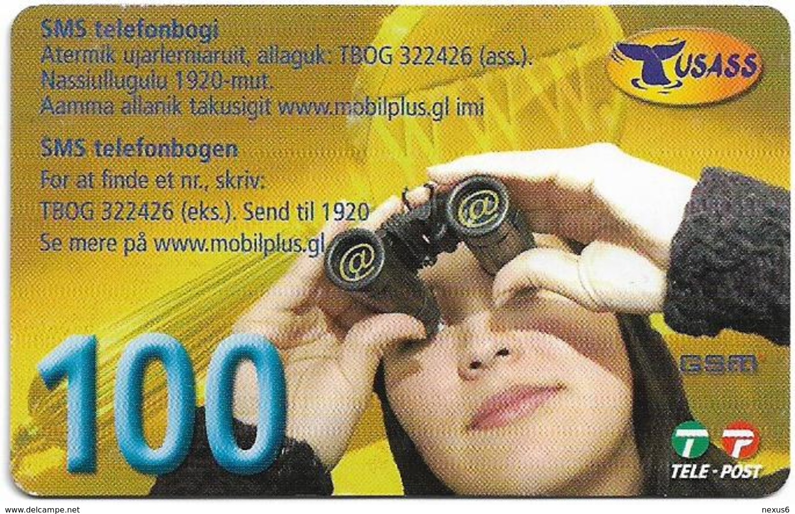 Greenland - Tusass - Lady With Binoculars, GSM Refill, 100kr. Exp. 01.08.2008, Used - Groenland