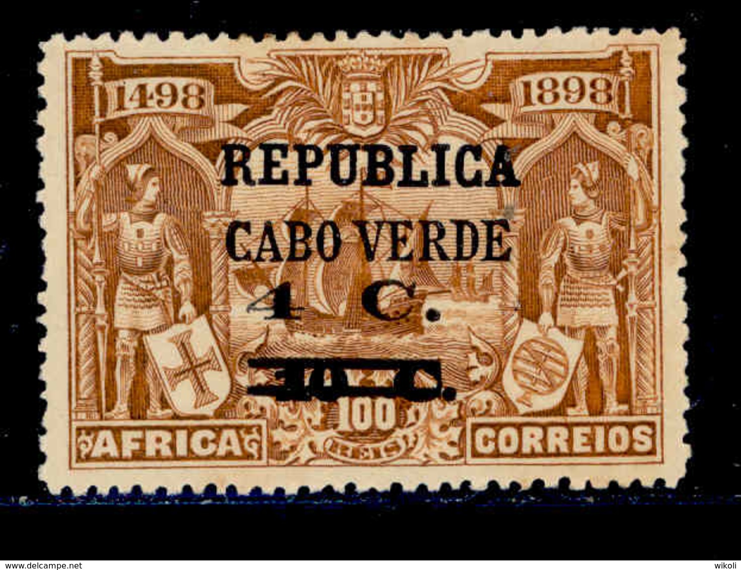 ! ! Cabo Verde - 1921 Vasco Gama On Africa W/OVP 4 C - Af. 166 - MH - Isola Di Capo Verde