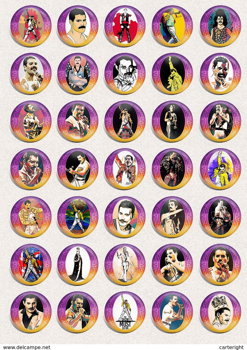 Queen BAND Freddie Mercury Music Fan ART BADGE BUTTON PIN SET 2 (1inch/25mm Diameter) 35 X - Musique