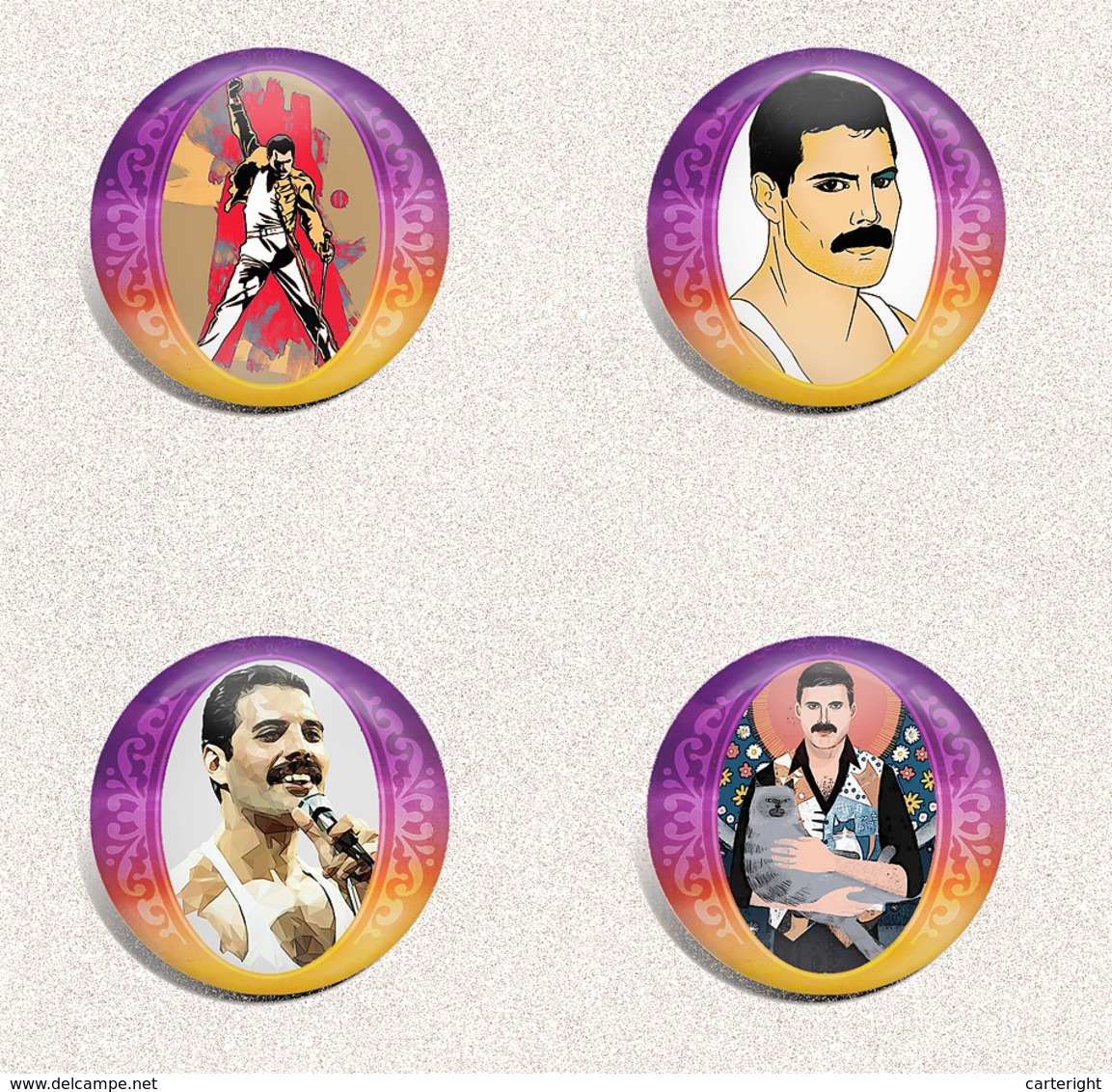 Queen BAND Freddie Mercury Music Fan ART BADGE BUTTON PIN SET 2 (1inch/25mm Diameter) 35 X - Musique